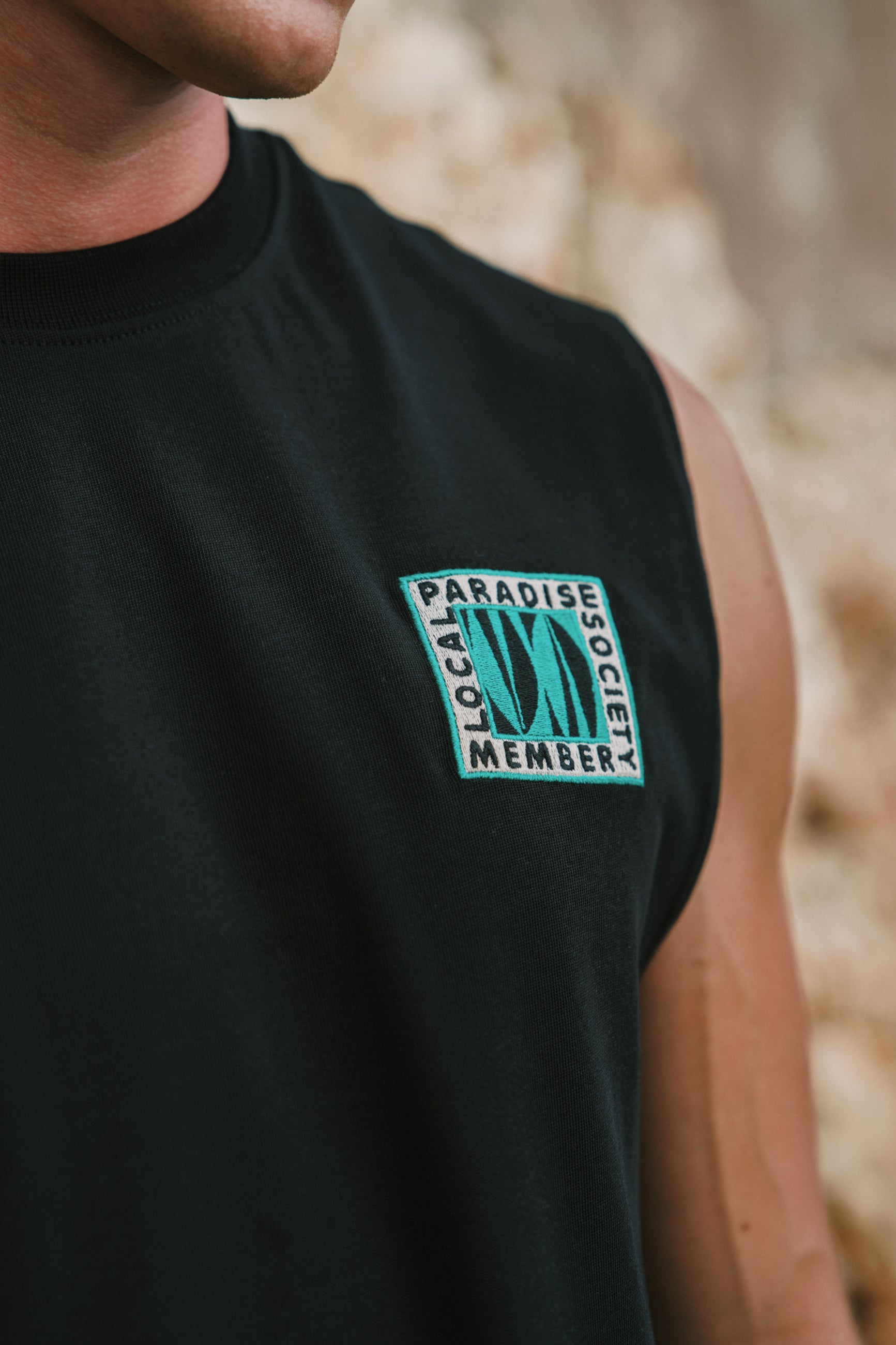 SEAN sleeveless t-shirt paradise block | black