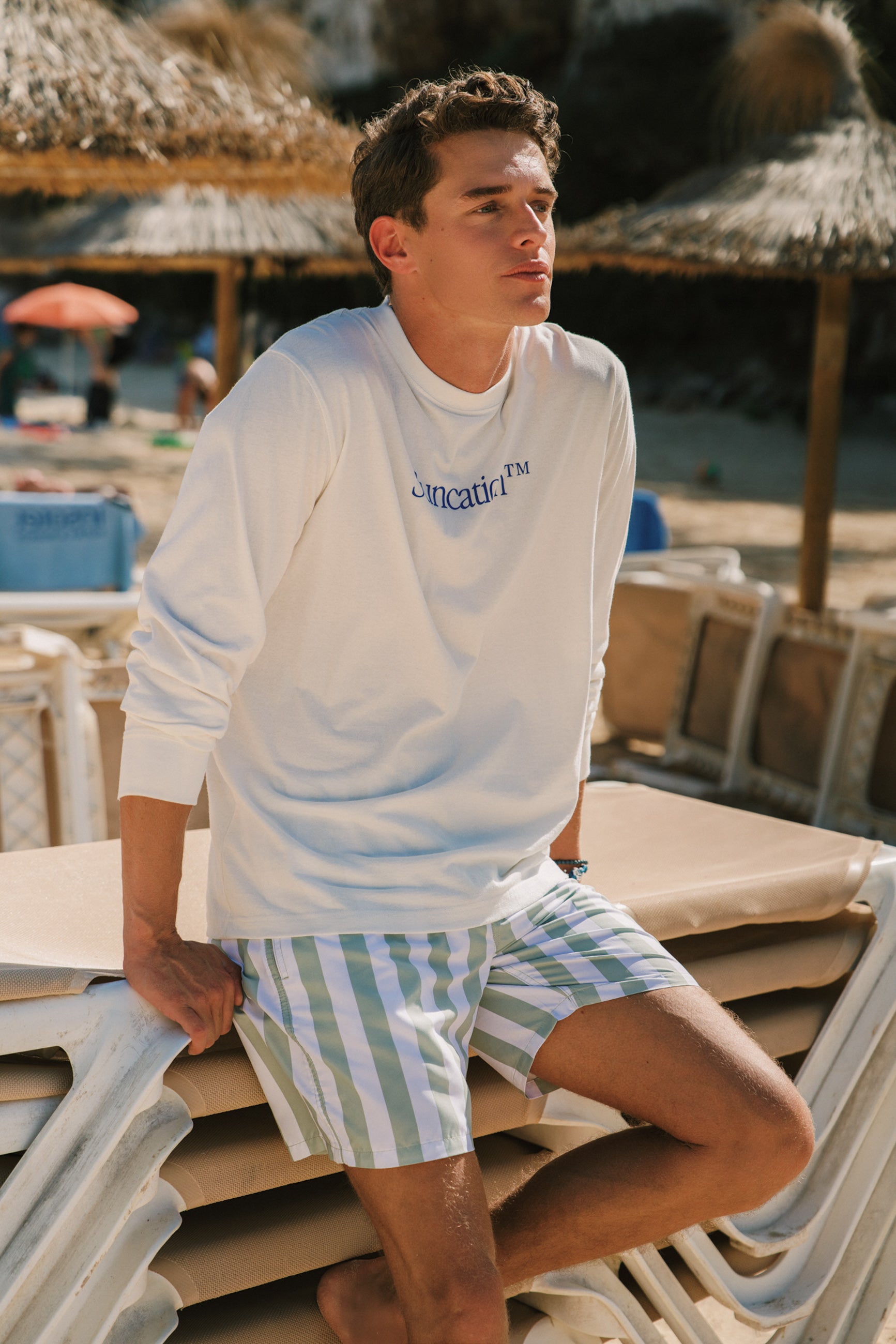 MIKE swim shorts broad stripe | dust green - Shiwi