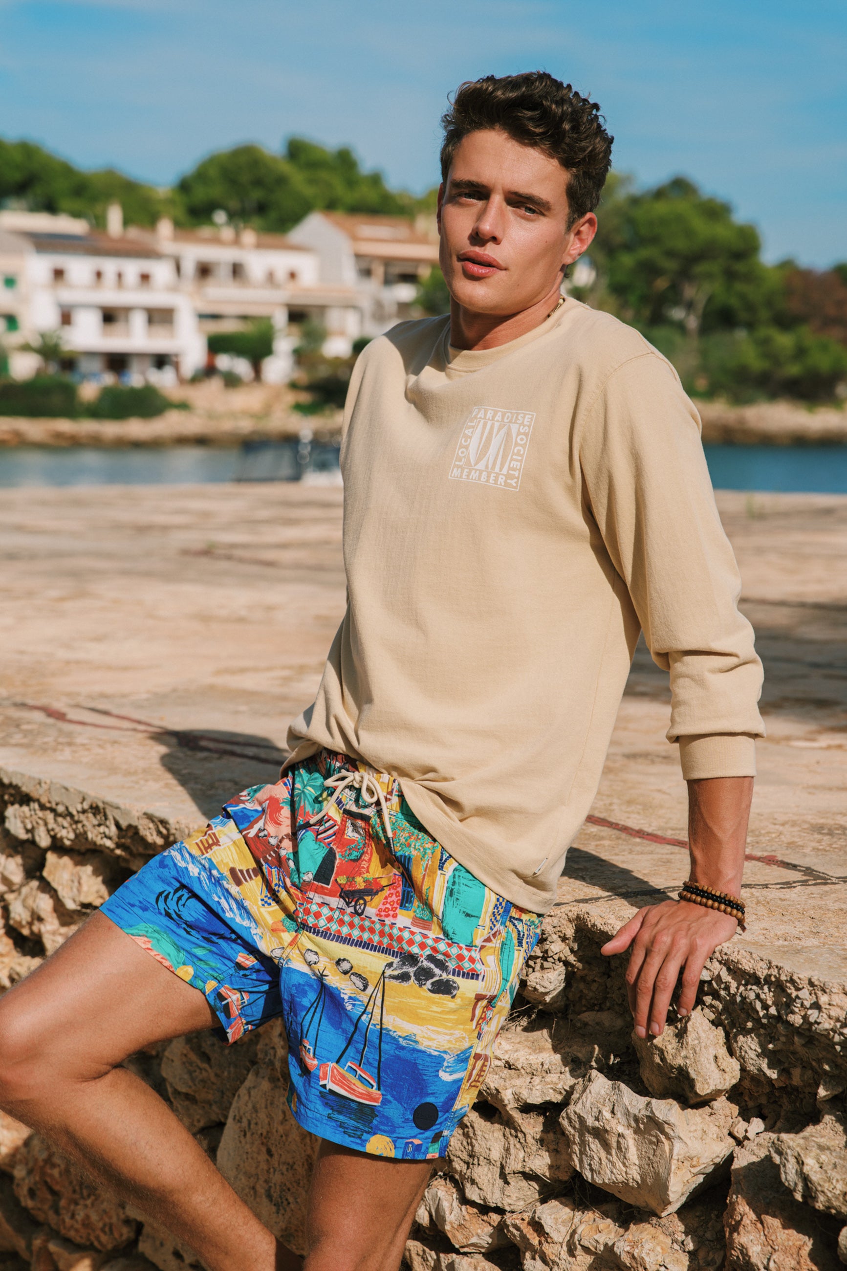 NOAH relaxed longsleeve paradise block | beige sand