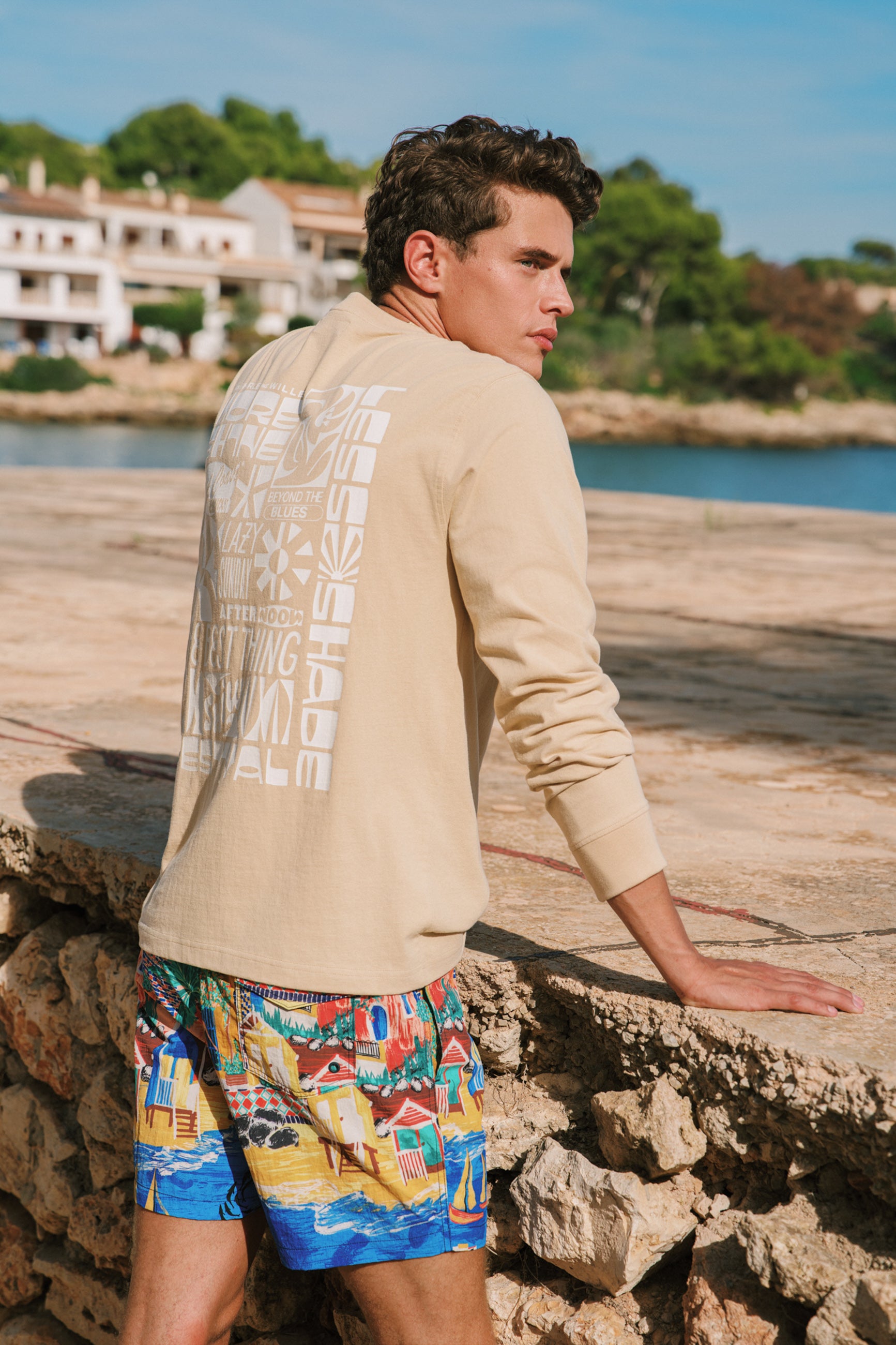 NOAH relaxed longsleeve paradise block | beige sand
