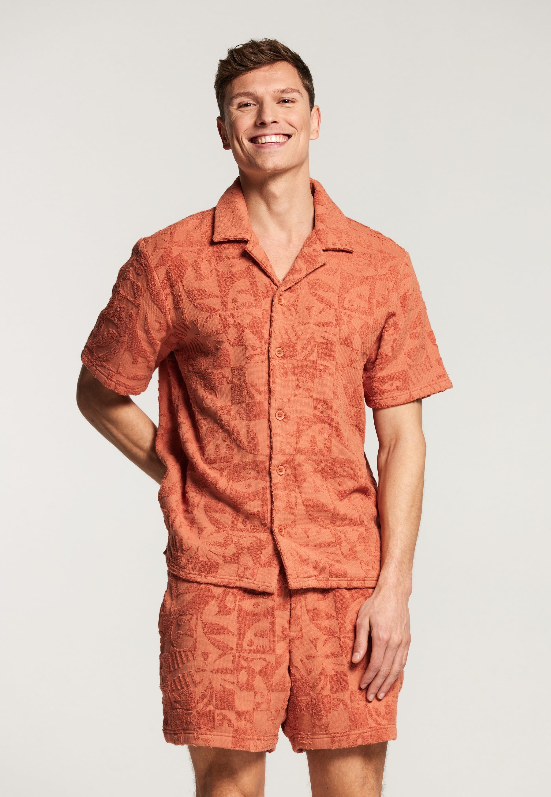 Mens orange short deals sleeve shirt