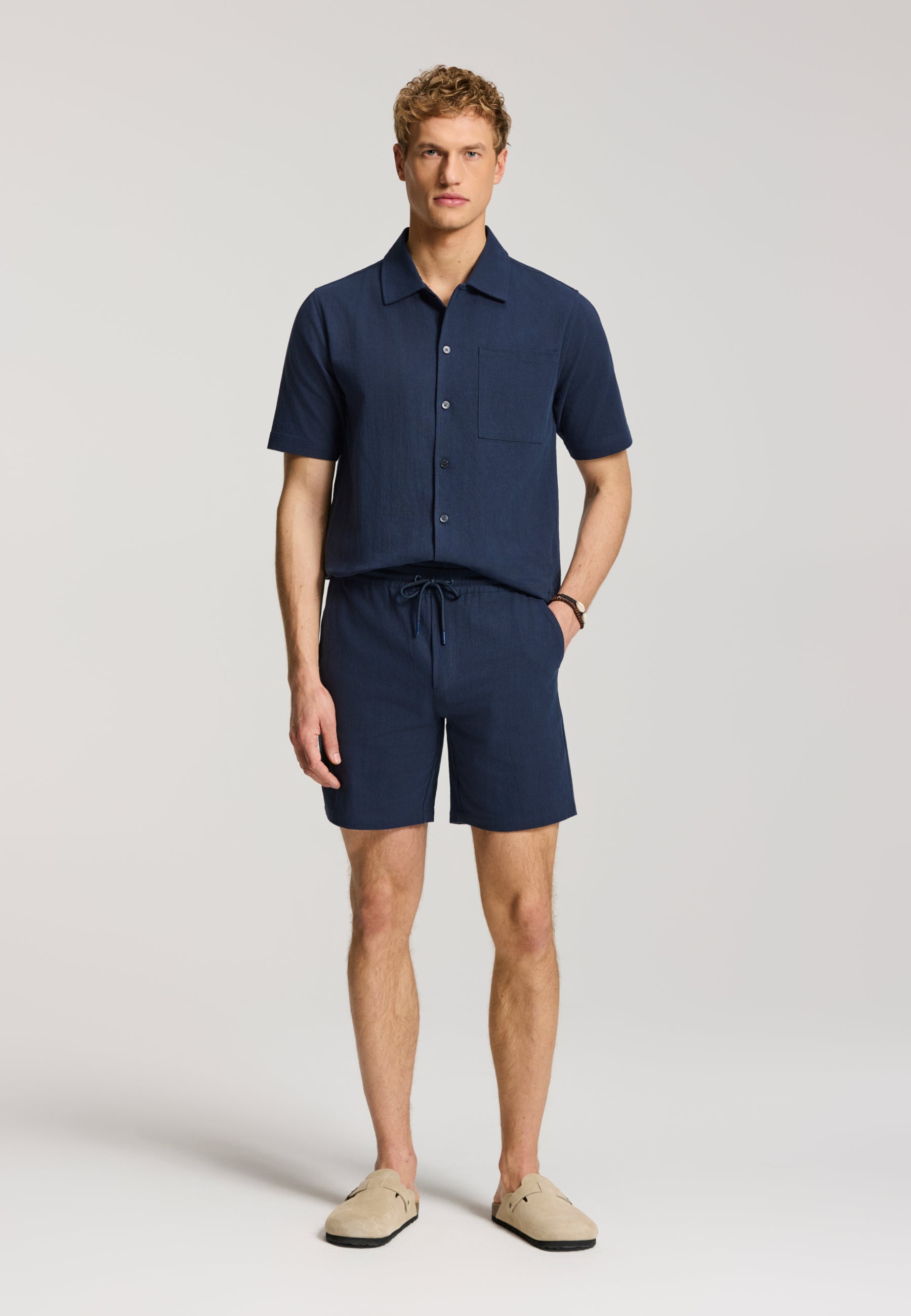 JOSH shorts crepe structure | blue dark navy - Shiwi