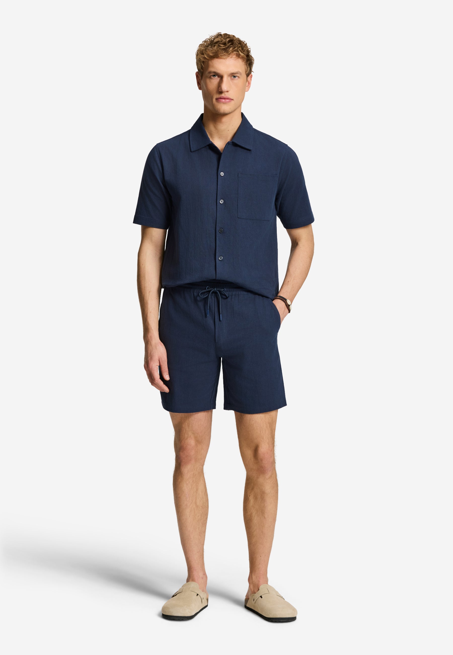 JOSH shorts crepe structure | blue dark navy - Shiwi