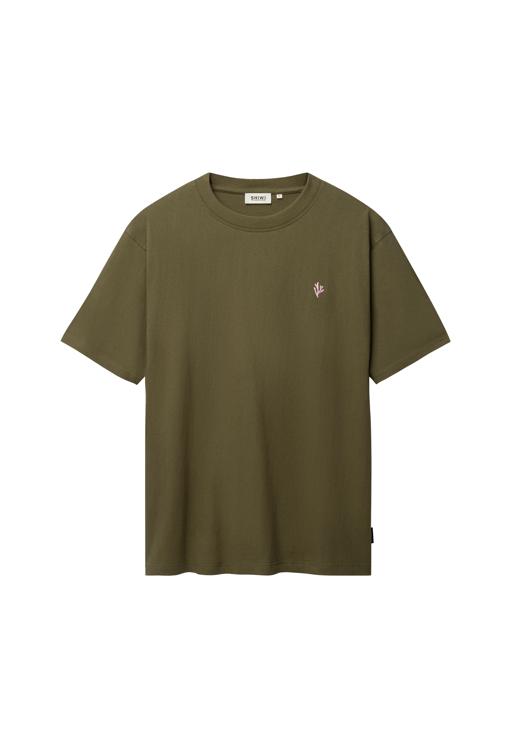 FINN relaxed t-shirt coral logo | green olive mist