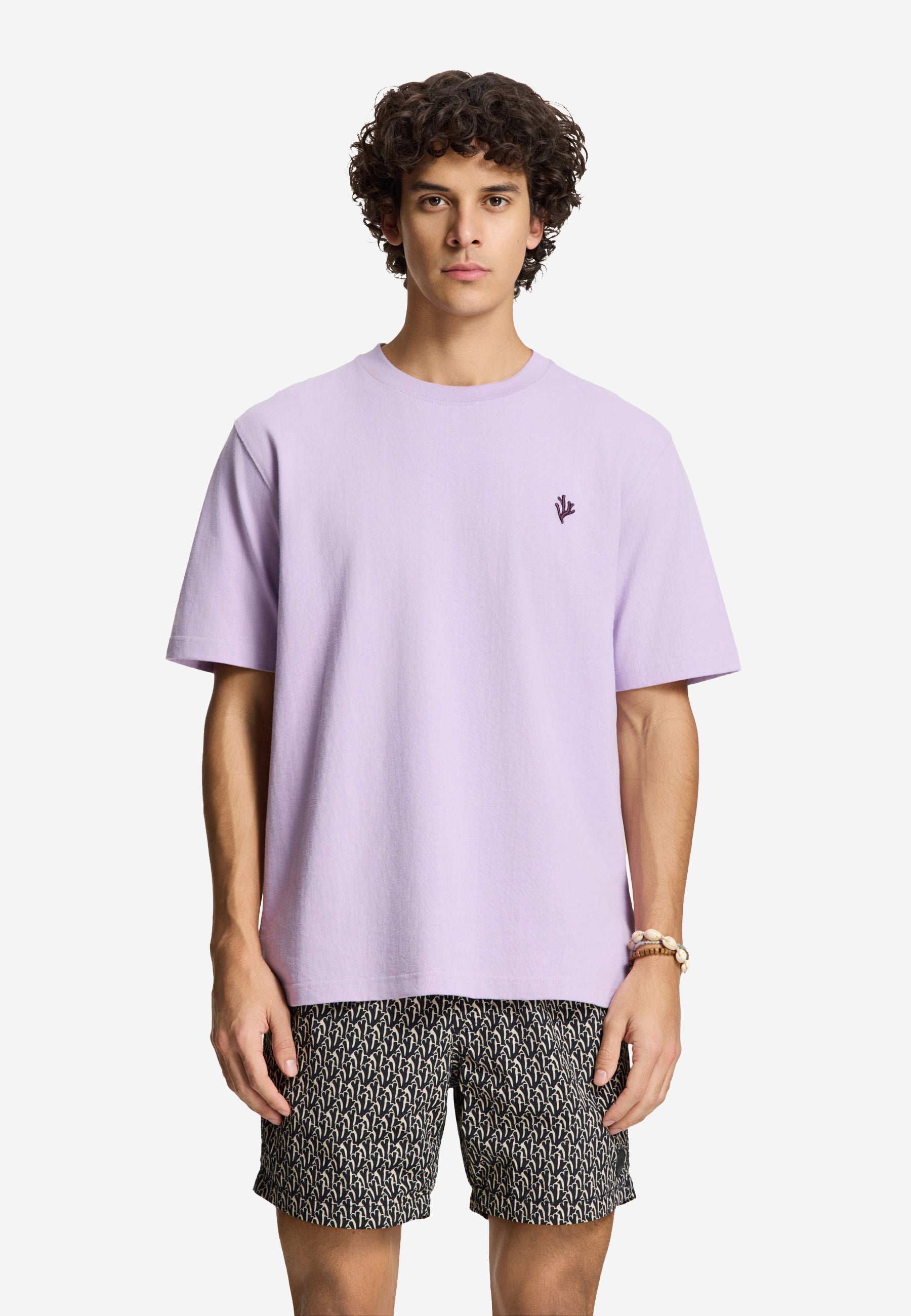 FINN relaxed t-shirt coral logo | purple rose