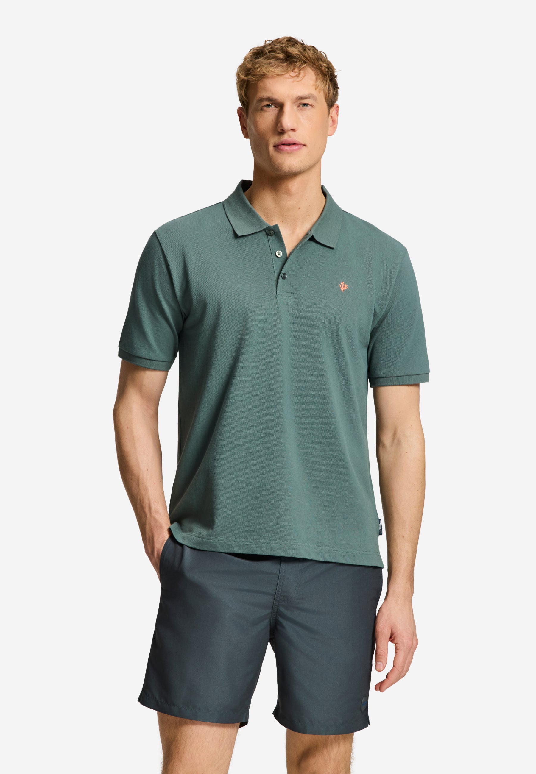 JUSTIN regular polo solid | green smokey