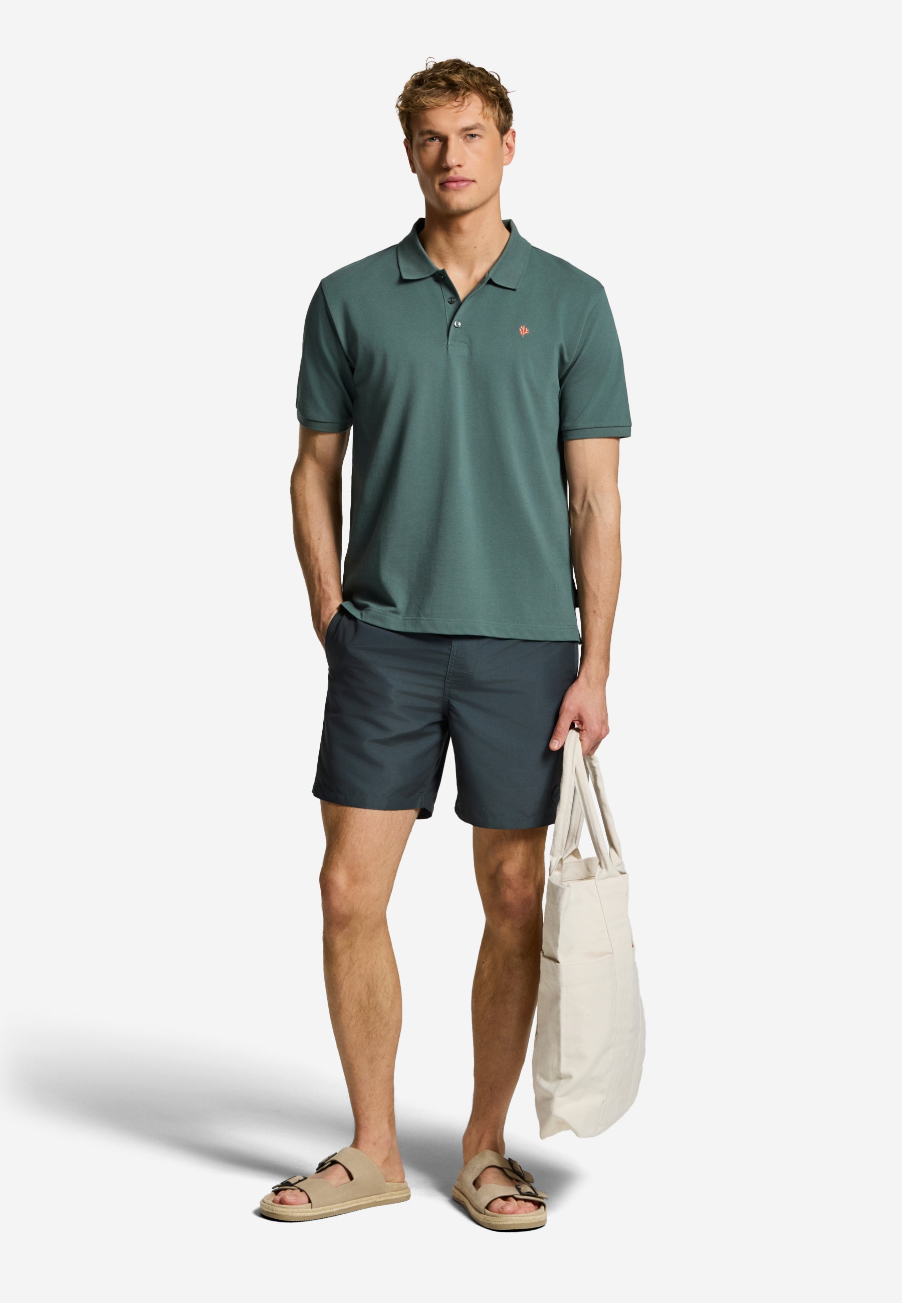 JUSTIN regular polo solid | green smokey