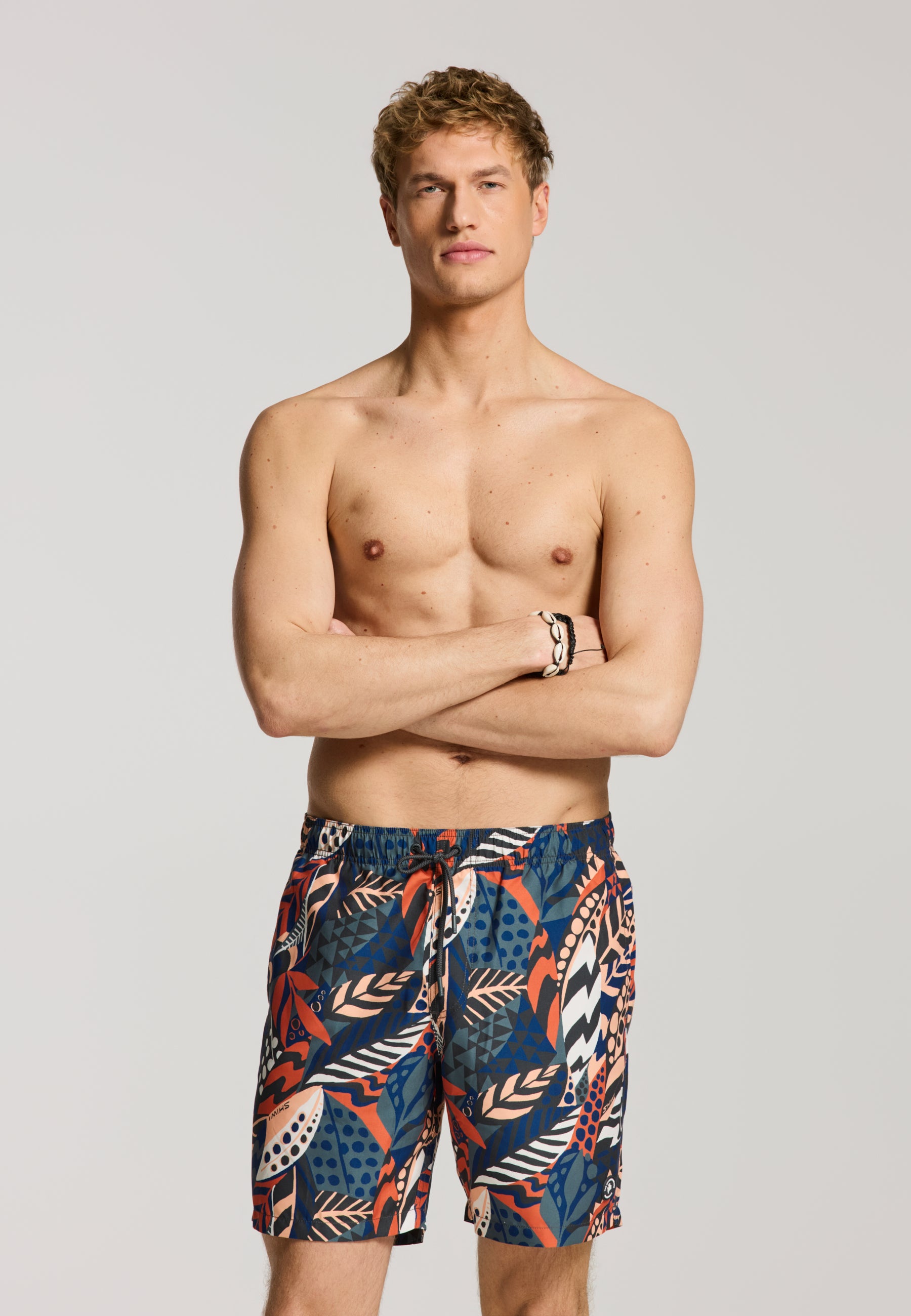 MIKE swim shorts geo leaves | orange - Shiwi