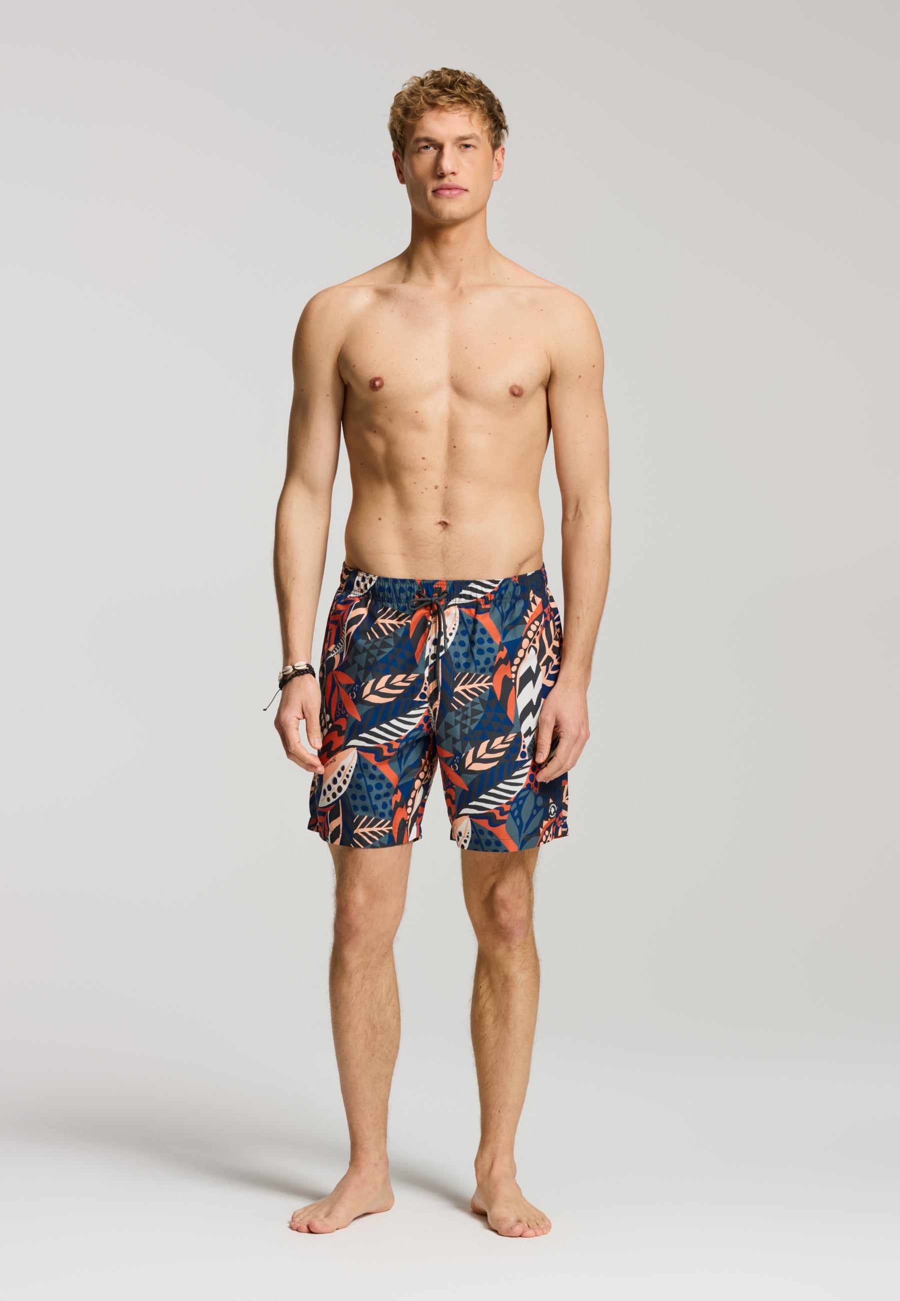 MIKE swim shorts geo leaves | orange - Shiwi