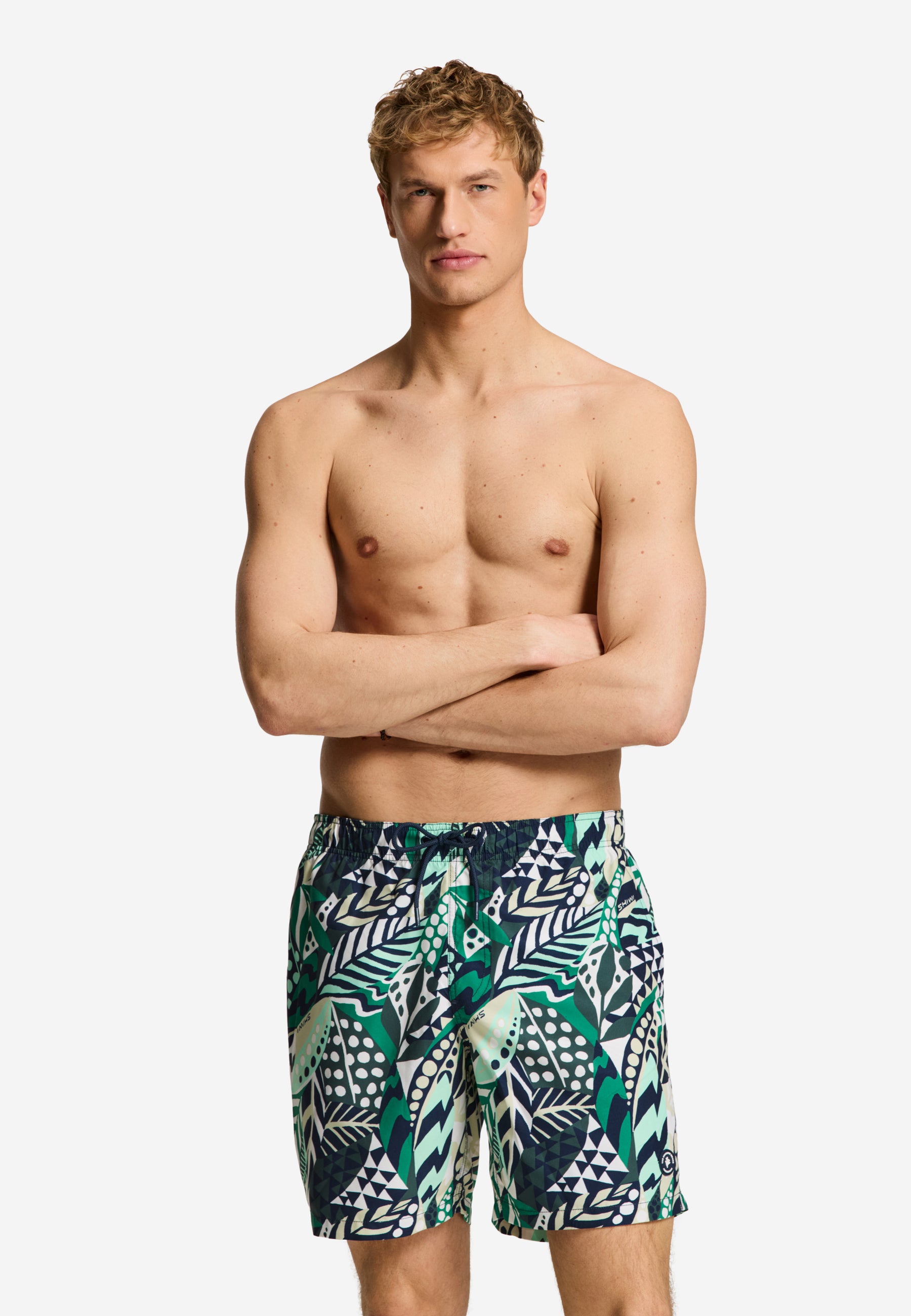 MIKE swim shorts geo leaves | green