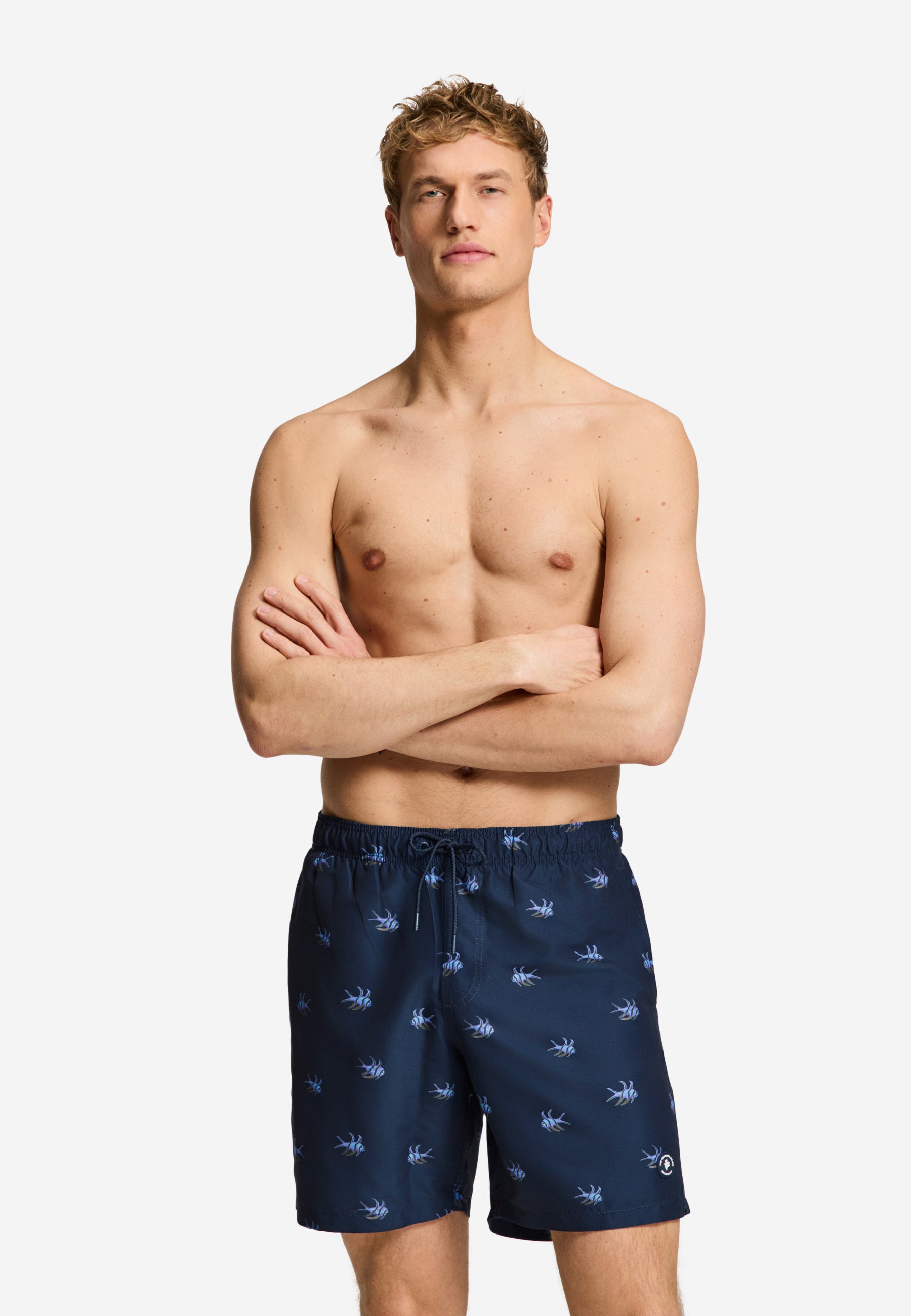 MIKE swim shorts multi fish | blue navy
