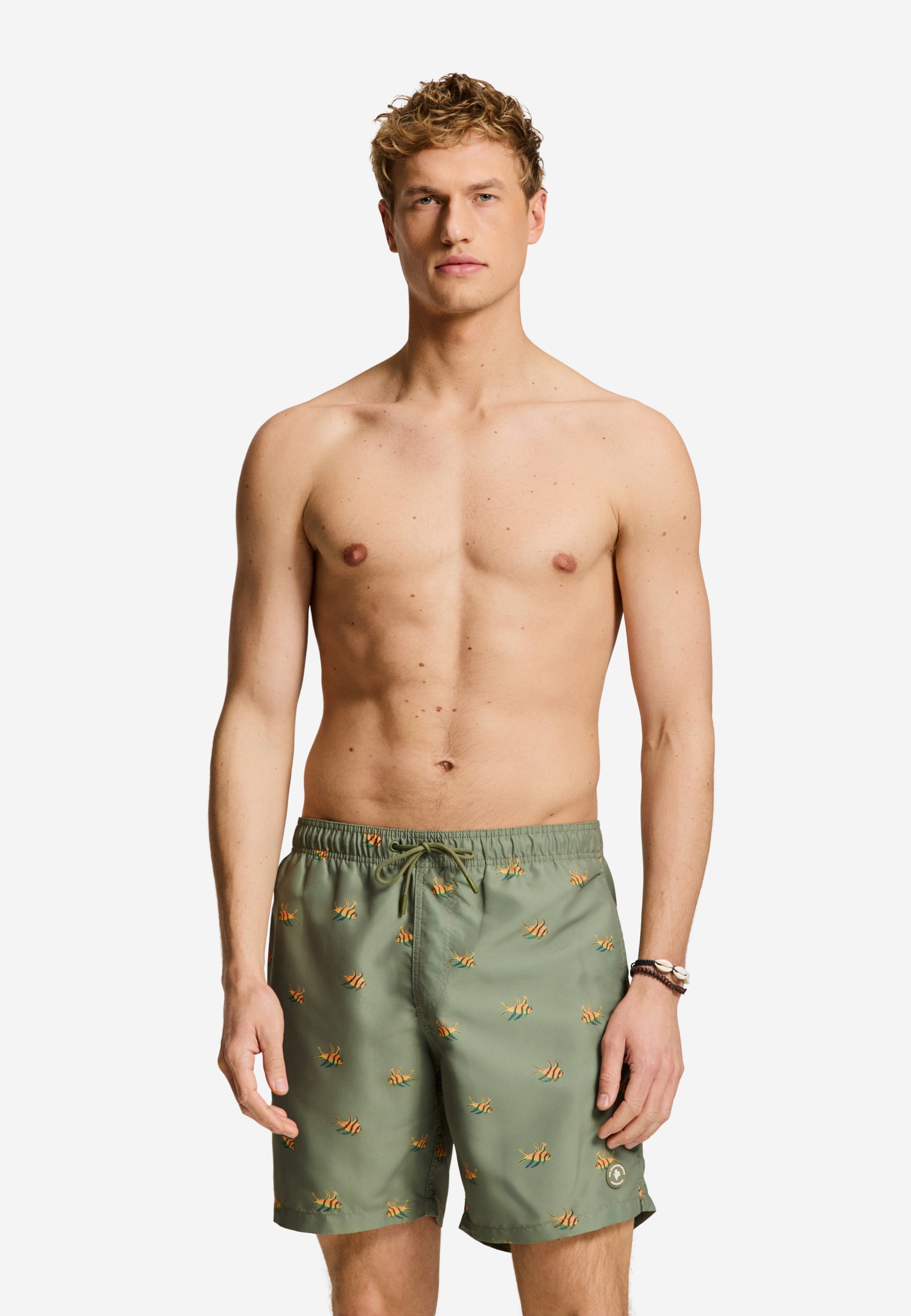 MIKE swim shorts multi fish | green olive