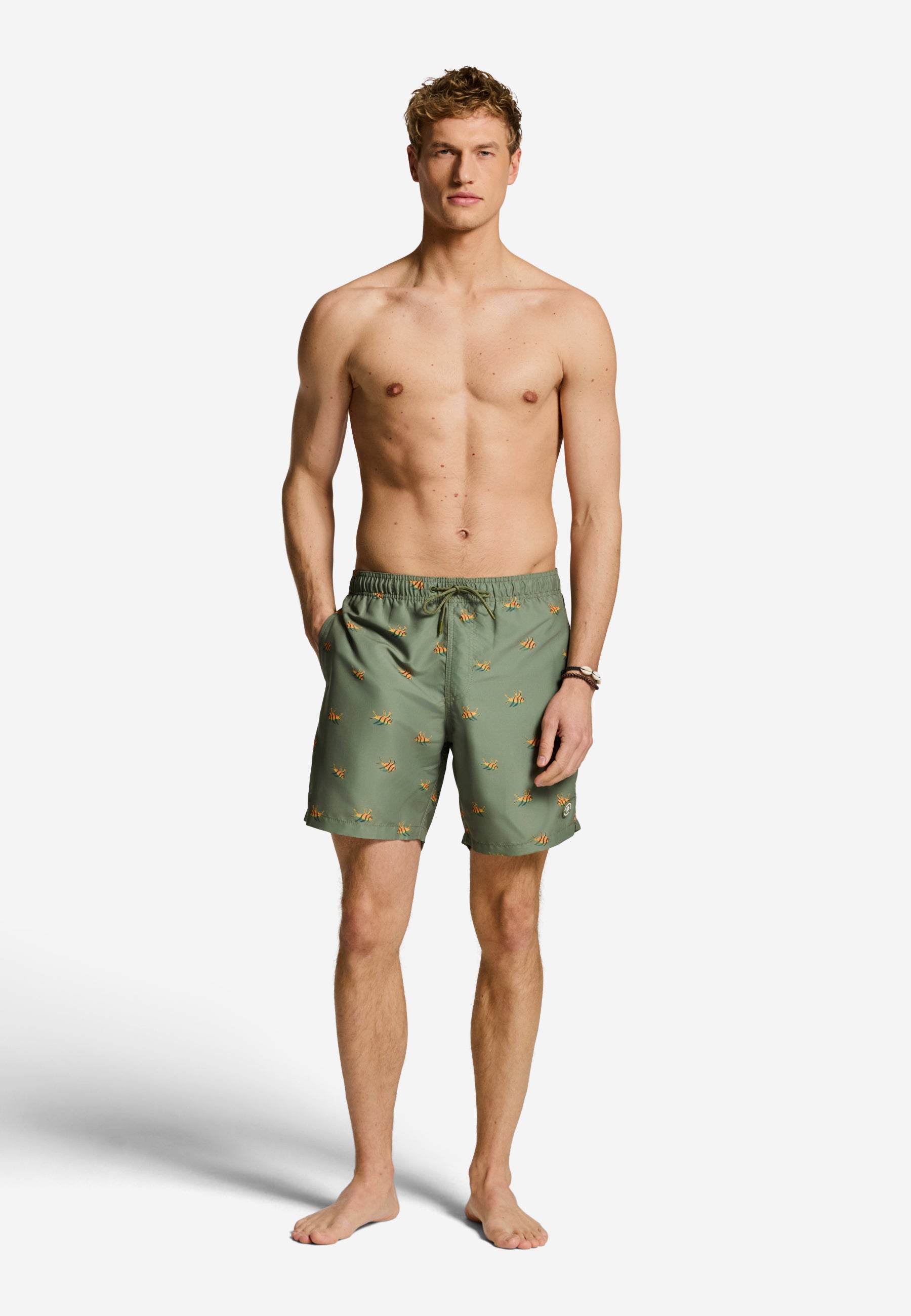MIKE swim shorts multi fish | green olive