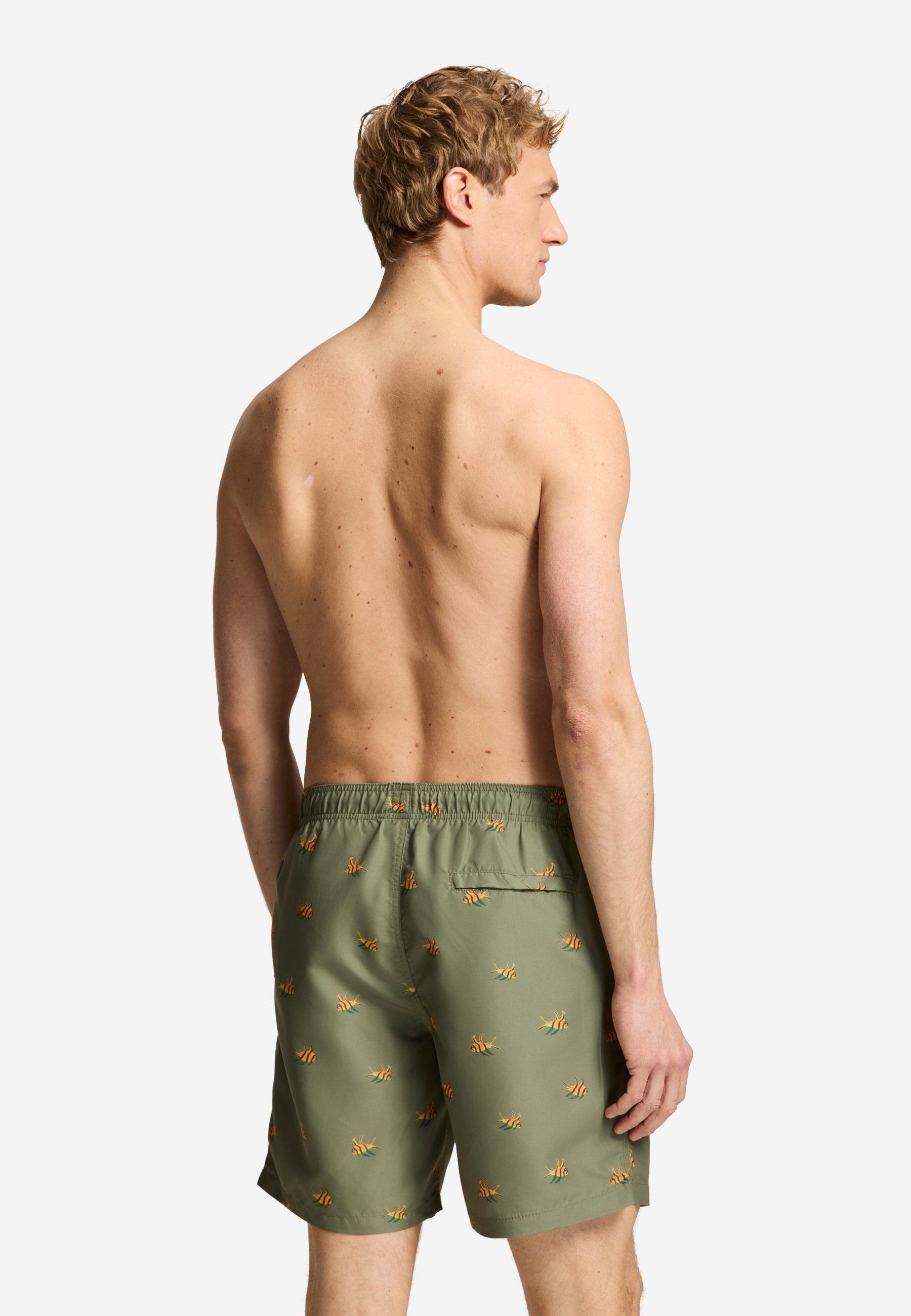 MIKE swim shorts multi fish | green olive