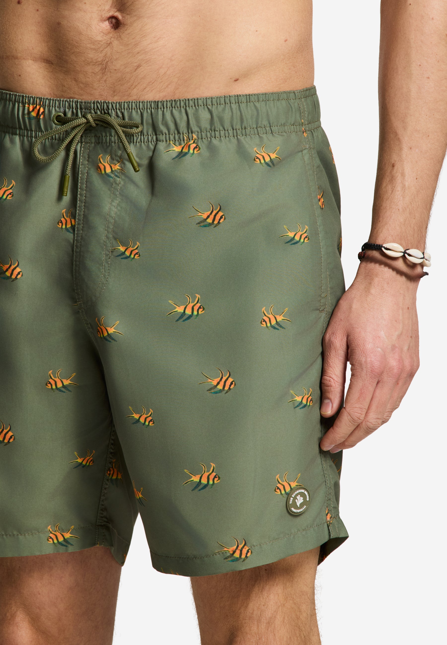 MIKE swim shorts multi fish | green olive