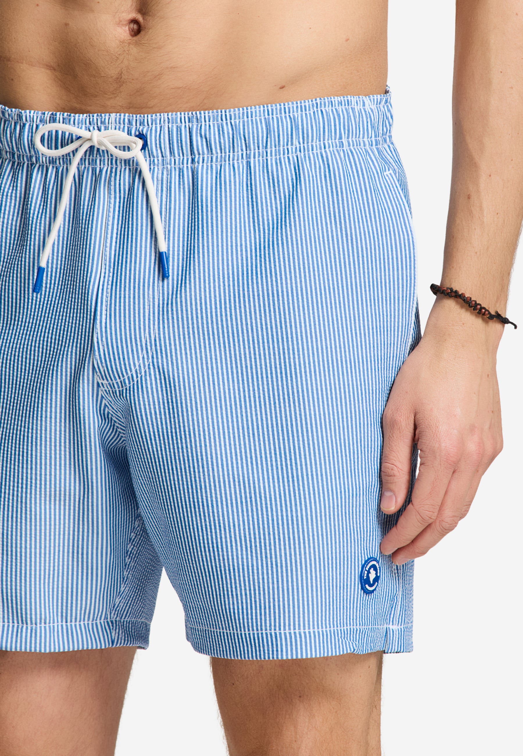 PETE swim shorts seersucker stripe | blue