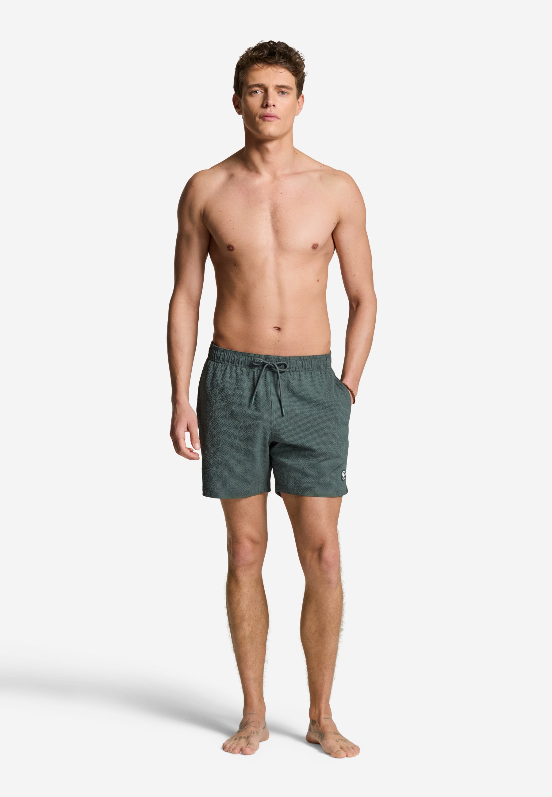 PETE swim shorts seersucker | green smokey