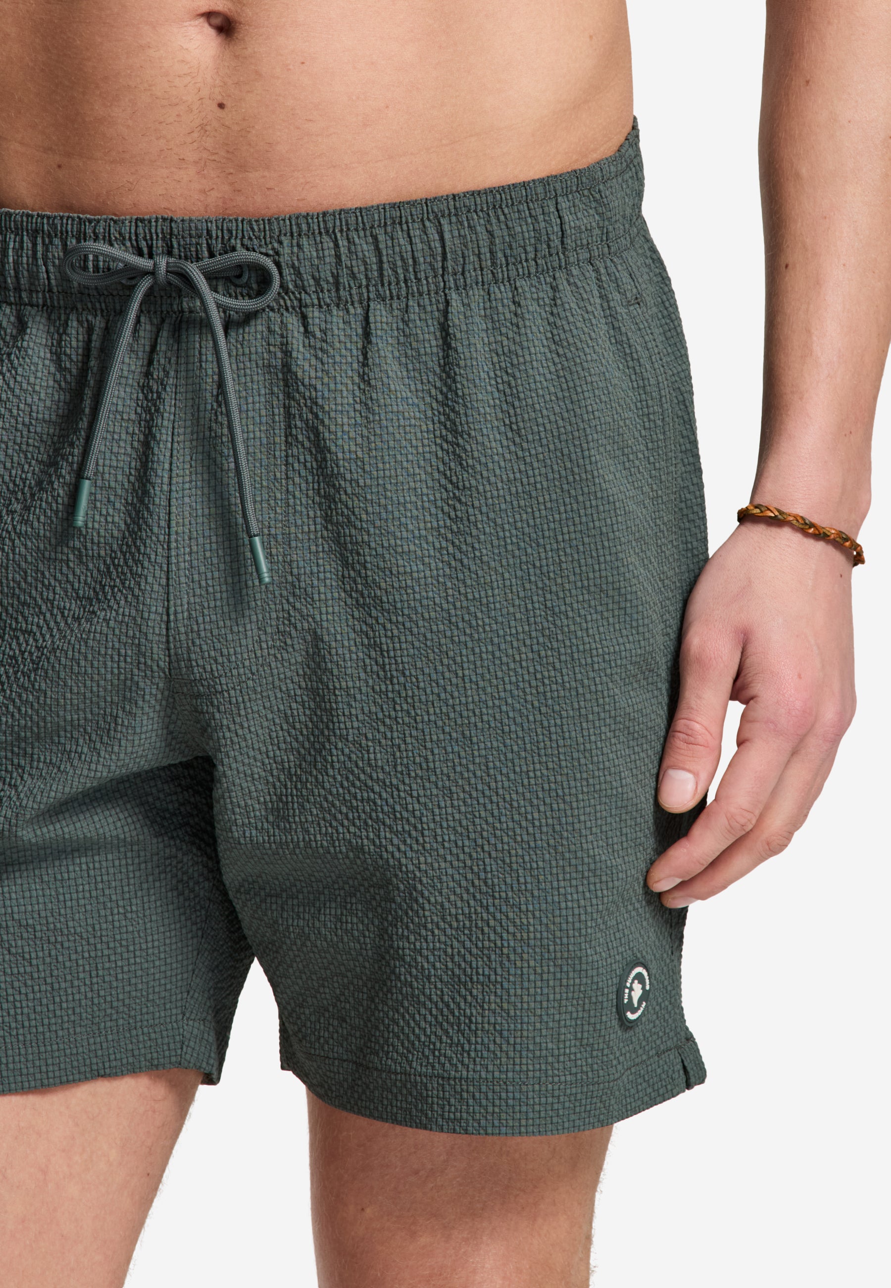 PETE swim shorts seersucker | green smokey