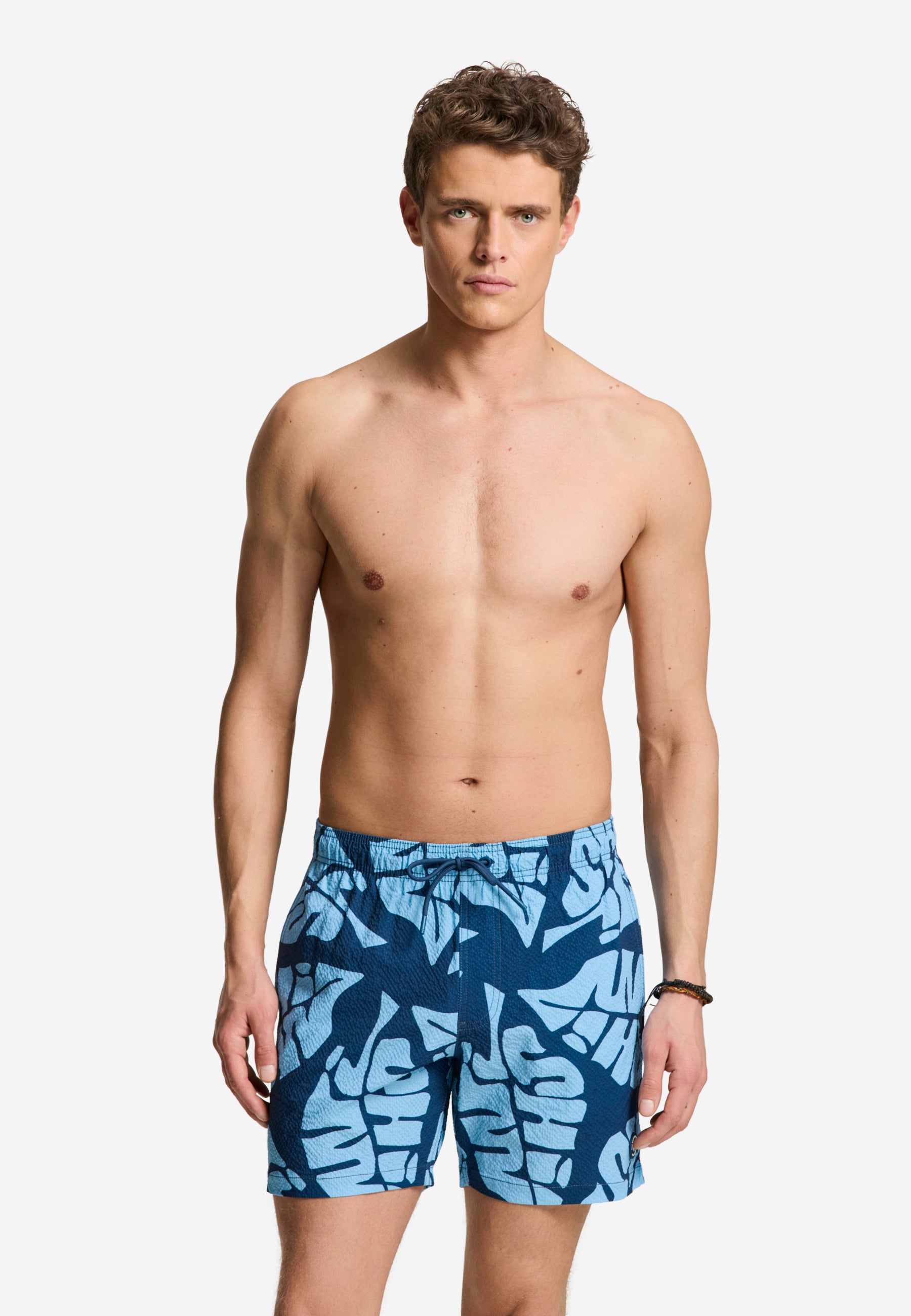 PETE swim shorts tropic leaves | blue slate