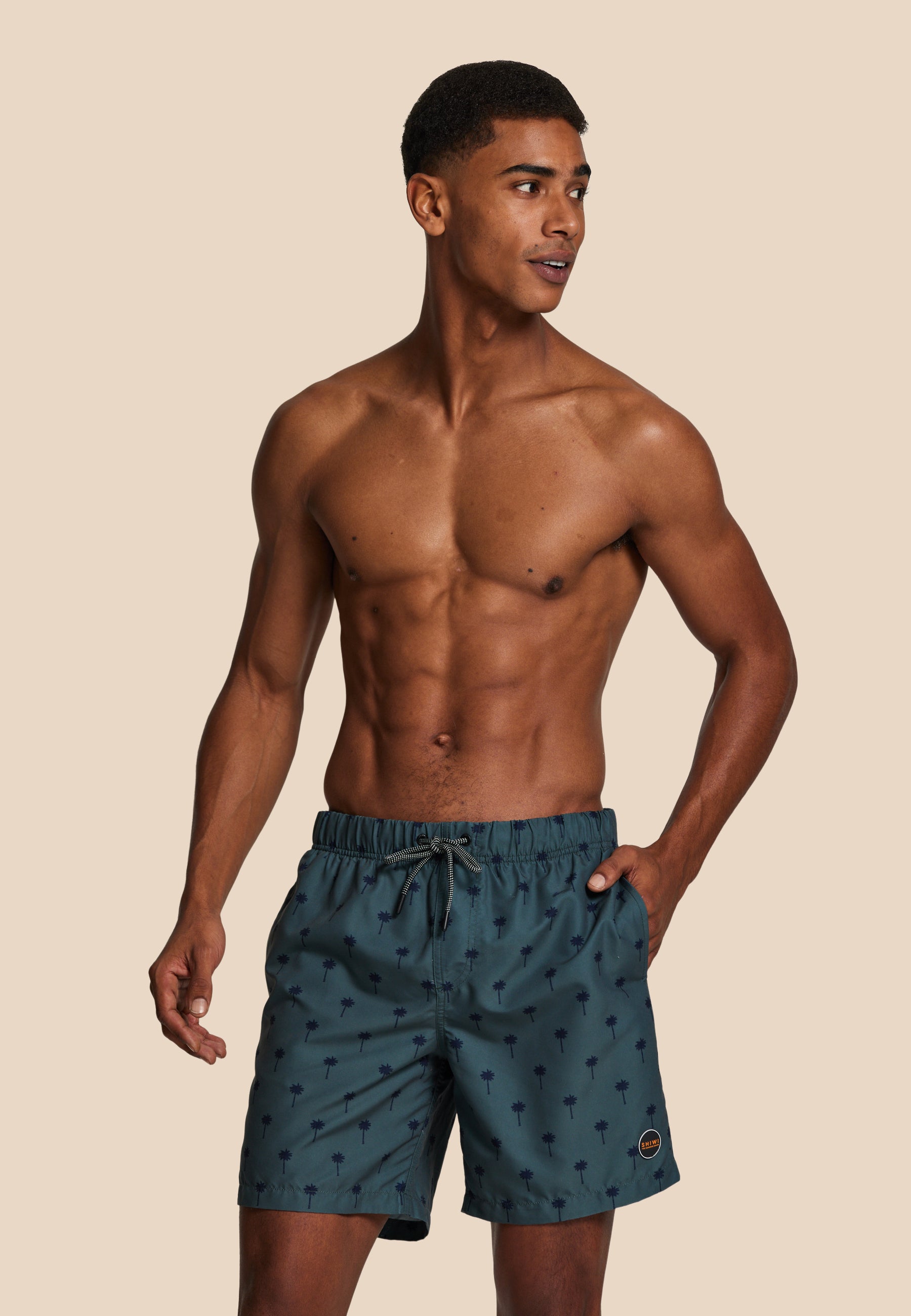 MIKE swim shorts scratched shiwi palm | smokey green