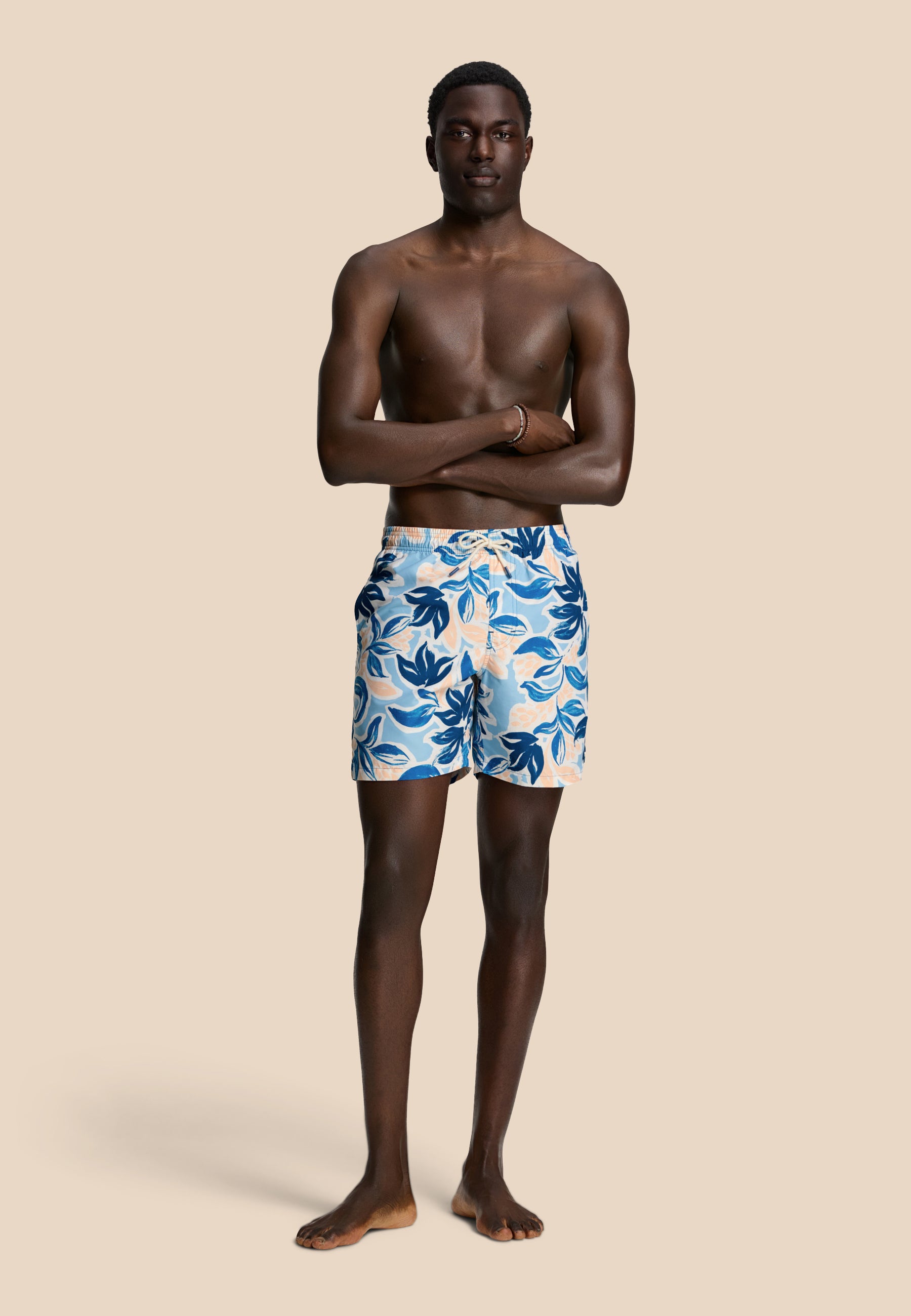 MIKE zwembroek floral leafs | blauw