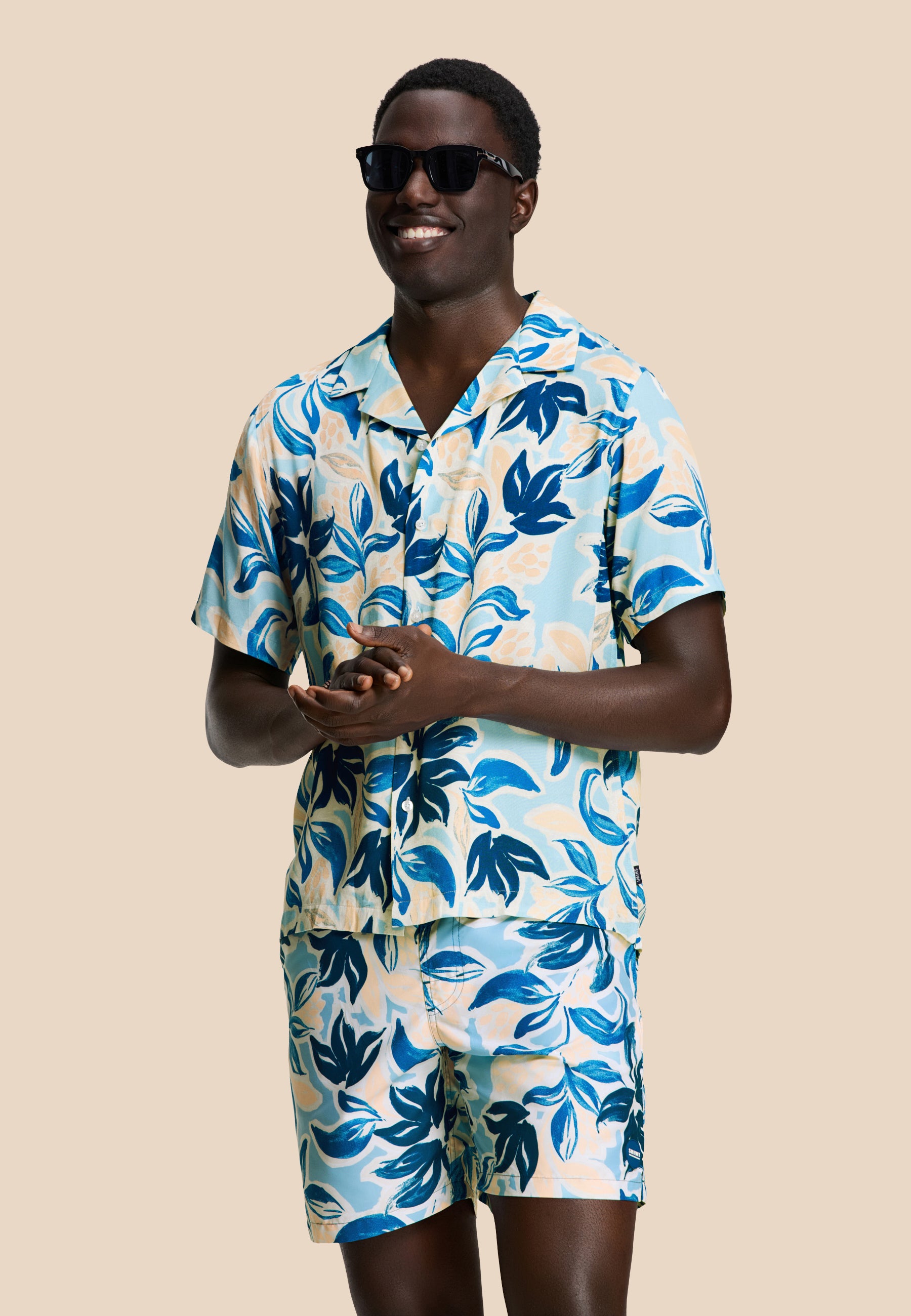 MIKE zwembroek floral leafs | blauw