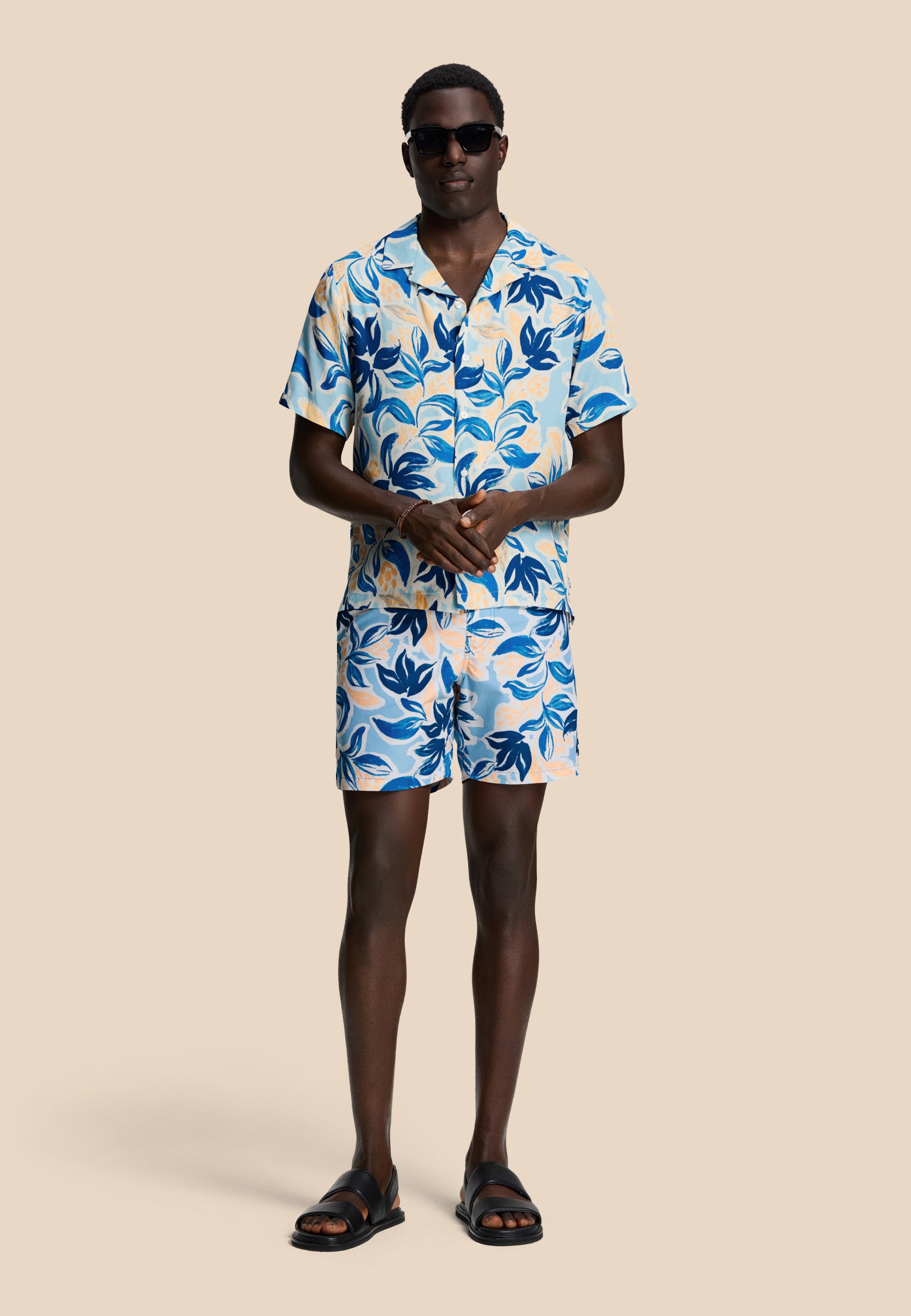 MIKE zwembroek floral leafs | blauw