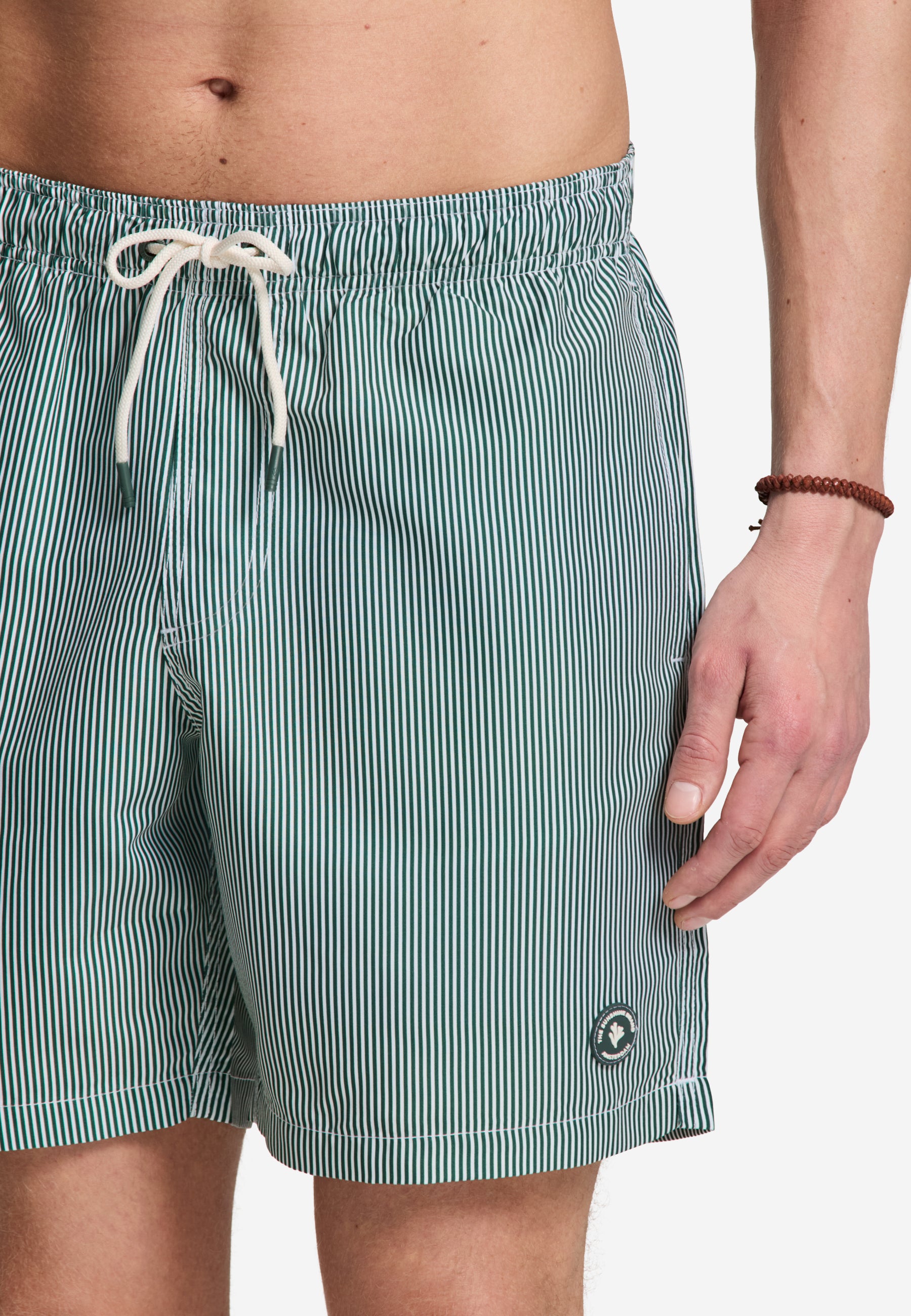 MIKE swim shorts fine stripe | green leaf