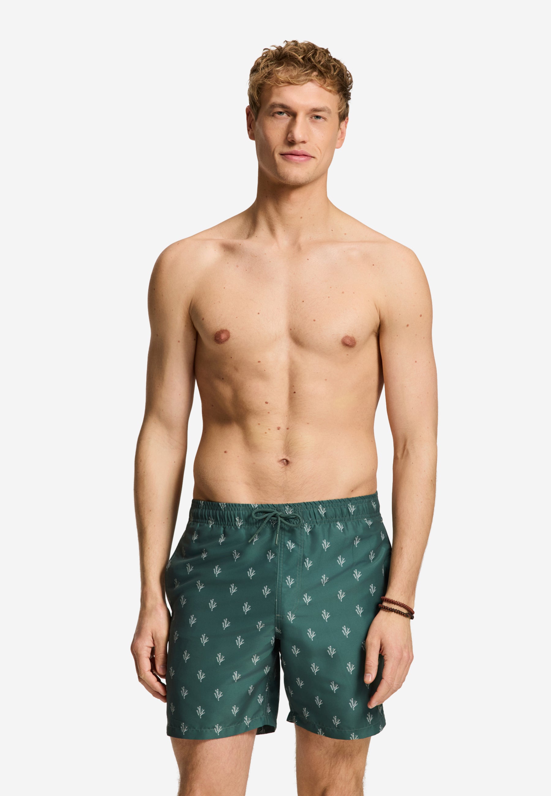 MIKE zwembroek sketched coral | green leaf