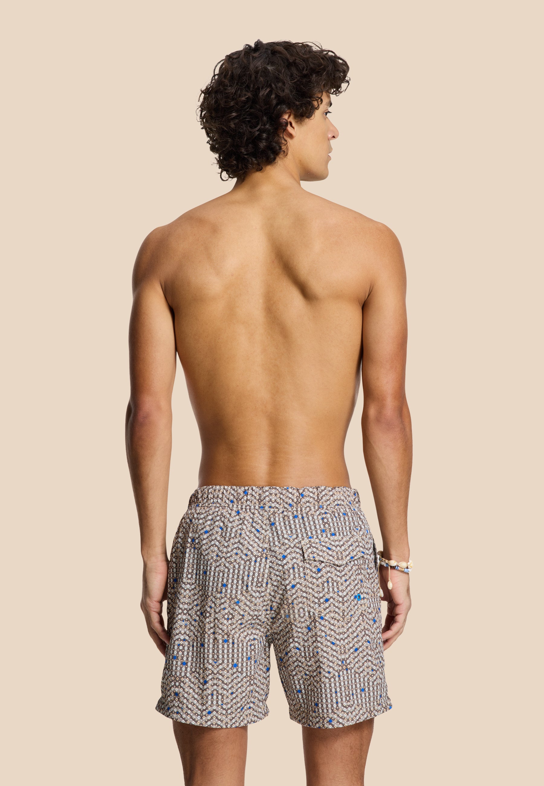 NICK QUICK DRY zwembroek geo storm | beige
