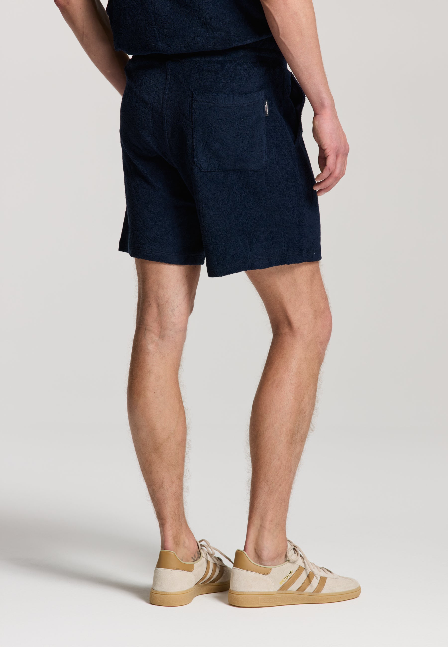 TONY jaqcuard leaves toweling shorts | blue navy