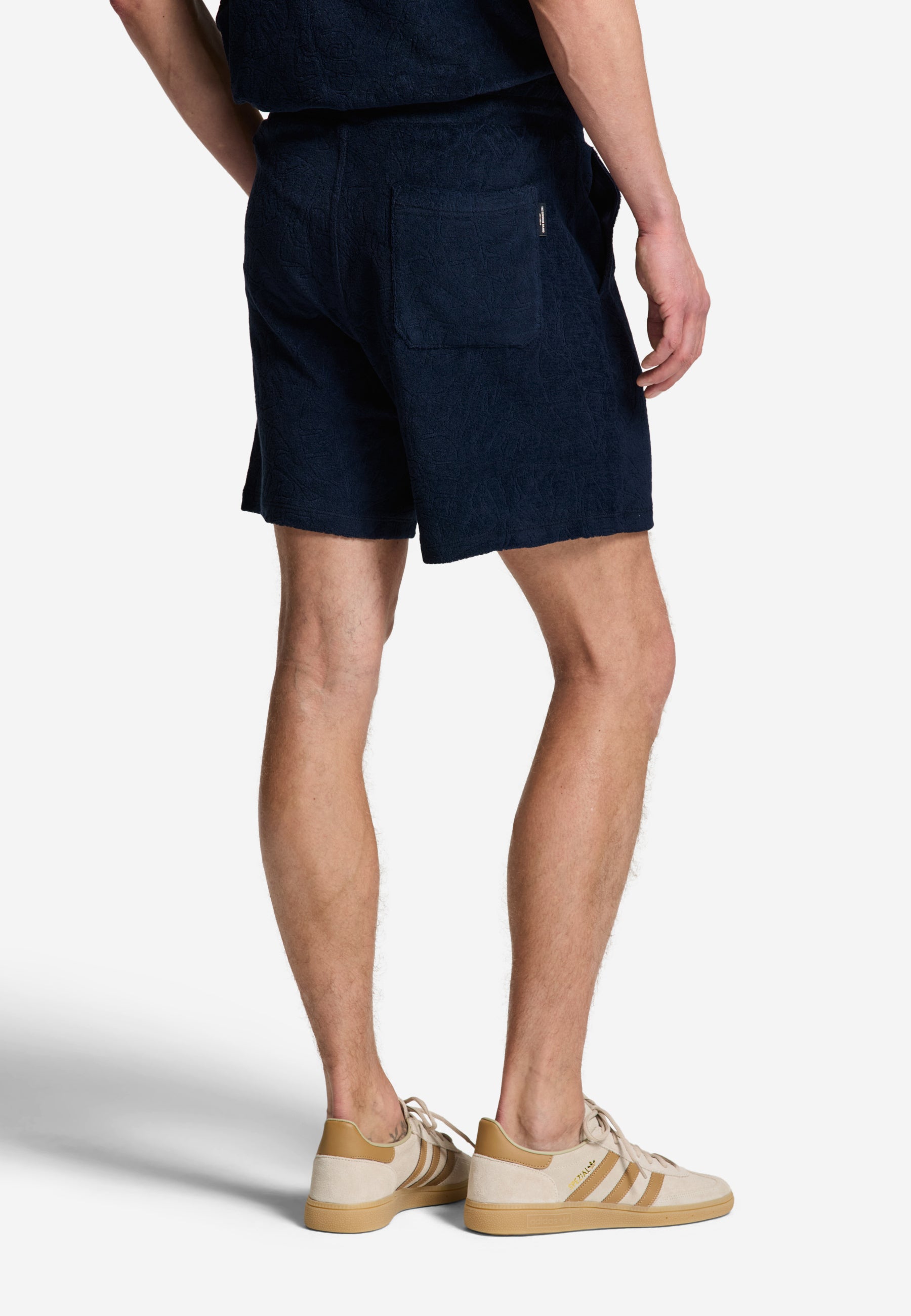 TONY jacquard leaves toweling shorts | blue navy