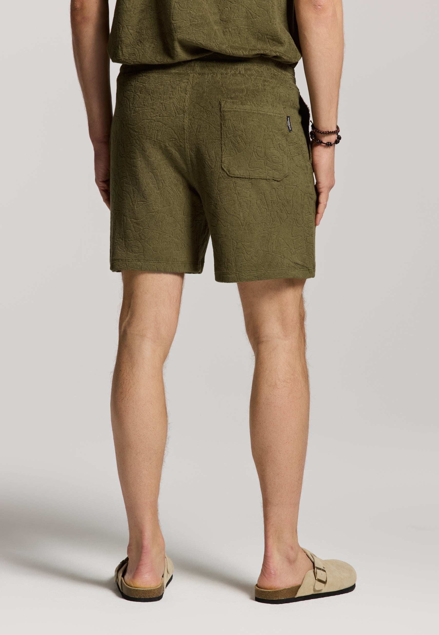 TONY jaqcuard leaves toweling shorts | green