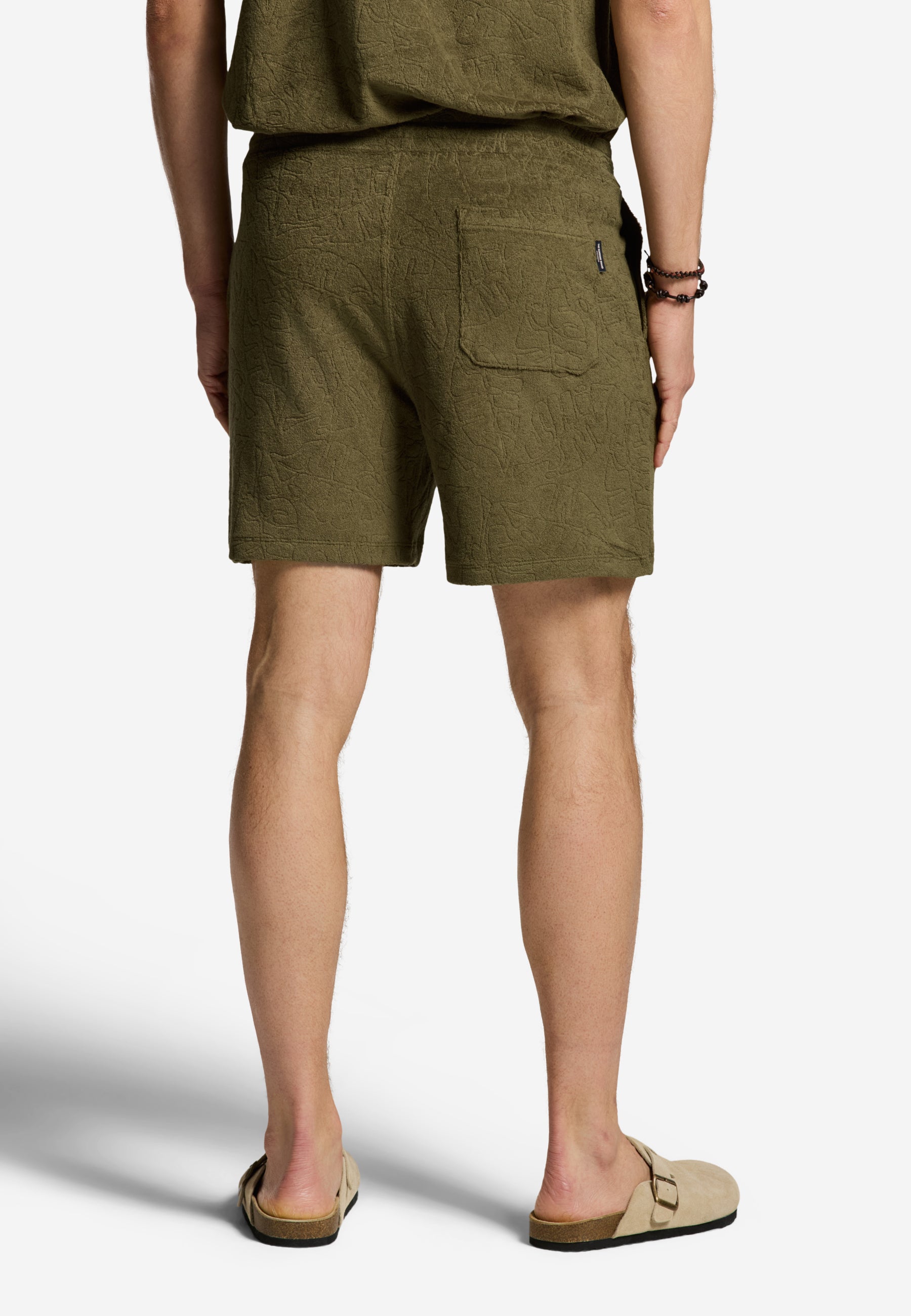 TONY jaqcuard leaves toweling shorts | green