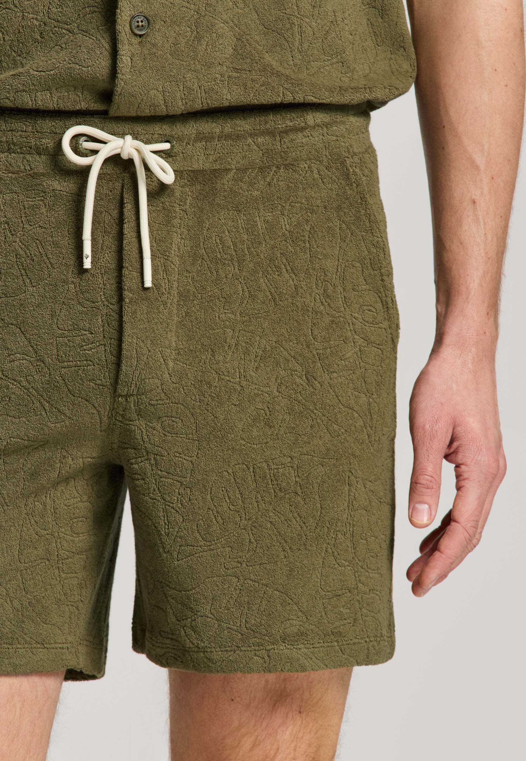 TONY jaqcuard leaves toweling shorts | green