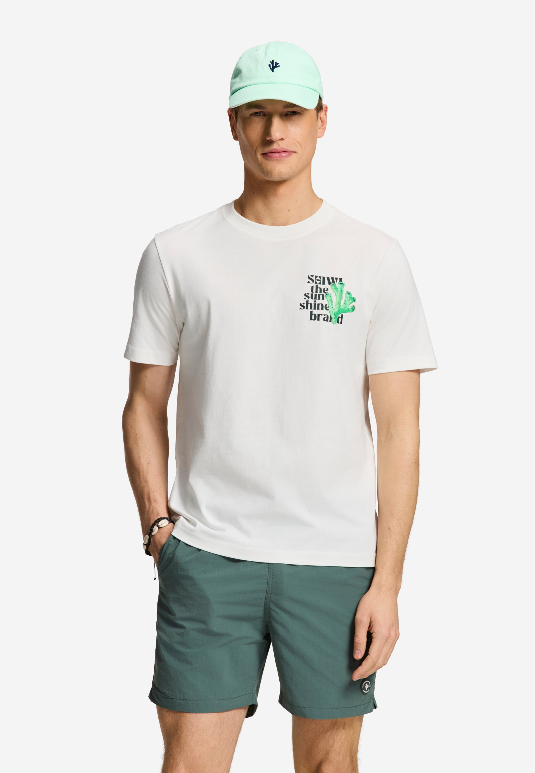 LIAM regular fit painted coral t-shirt | white