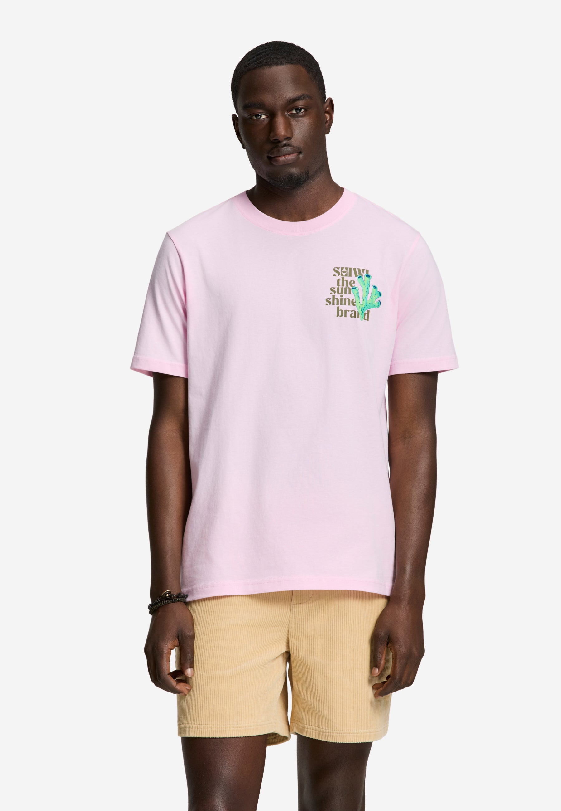 LIAM regular fit painted coral t-shirt | pink smoke