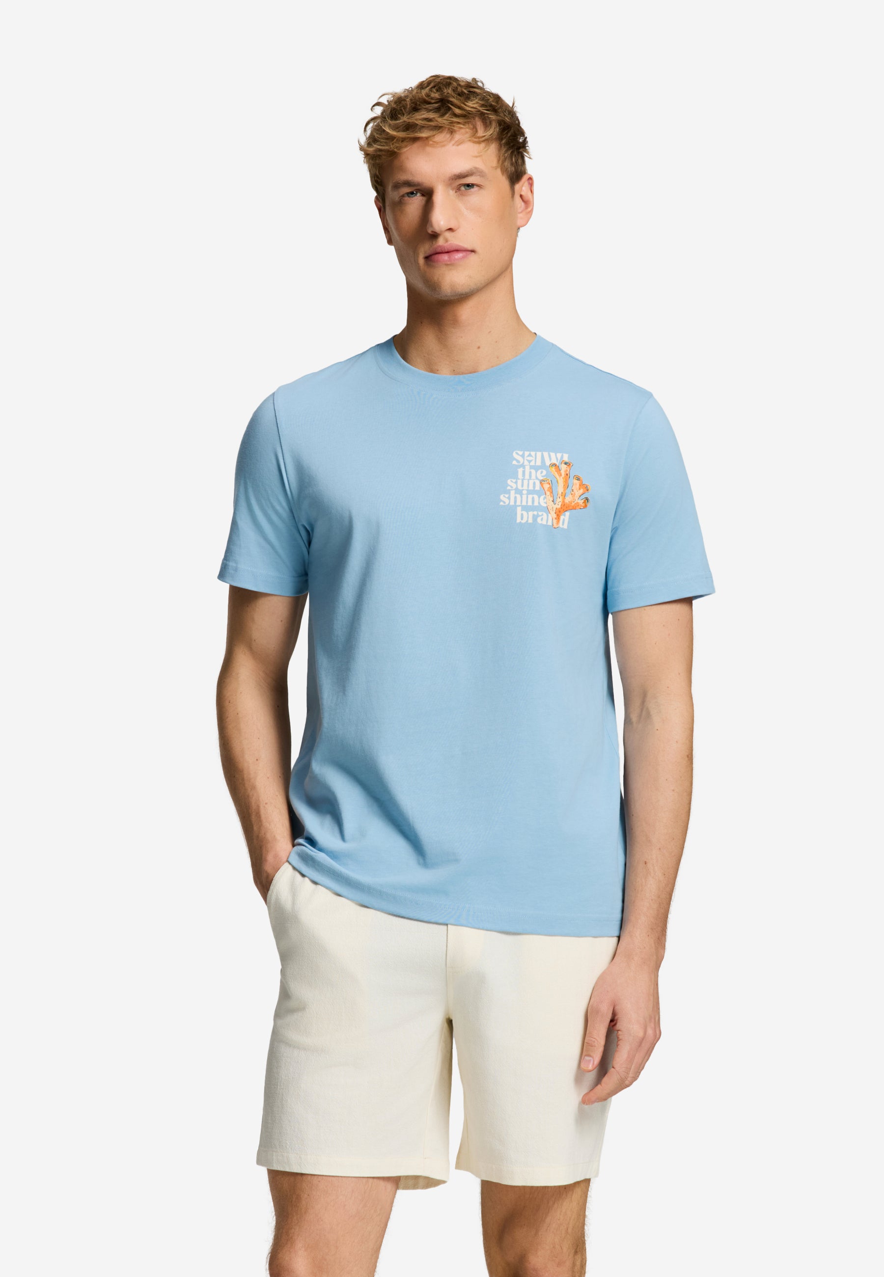 LIAM regular fit painted coral t-shirt | blue harbor