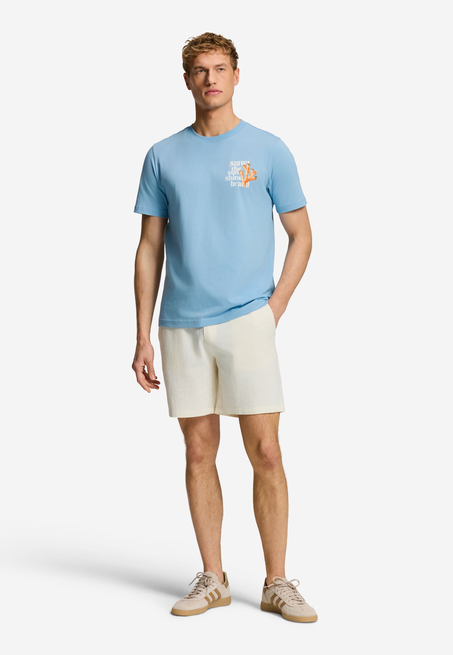 LIAM regular fit painted coral t-shirt | blue harbor