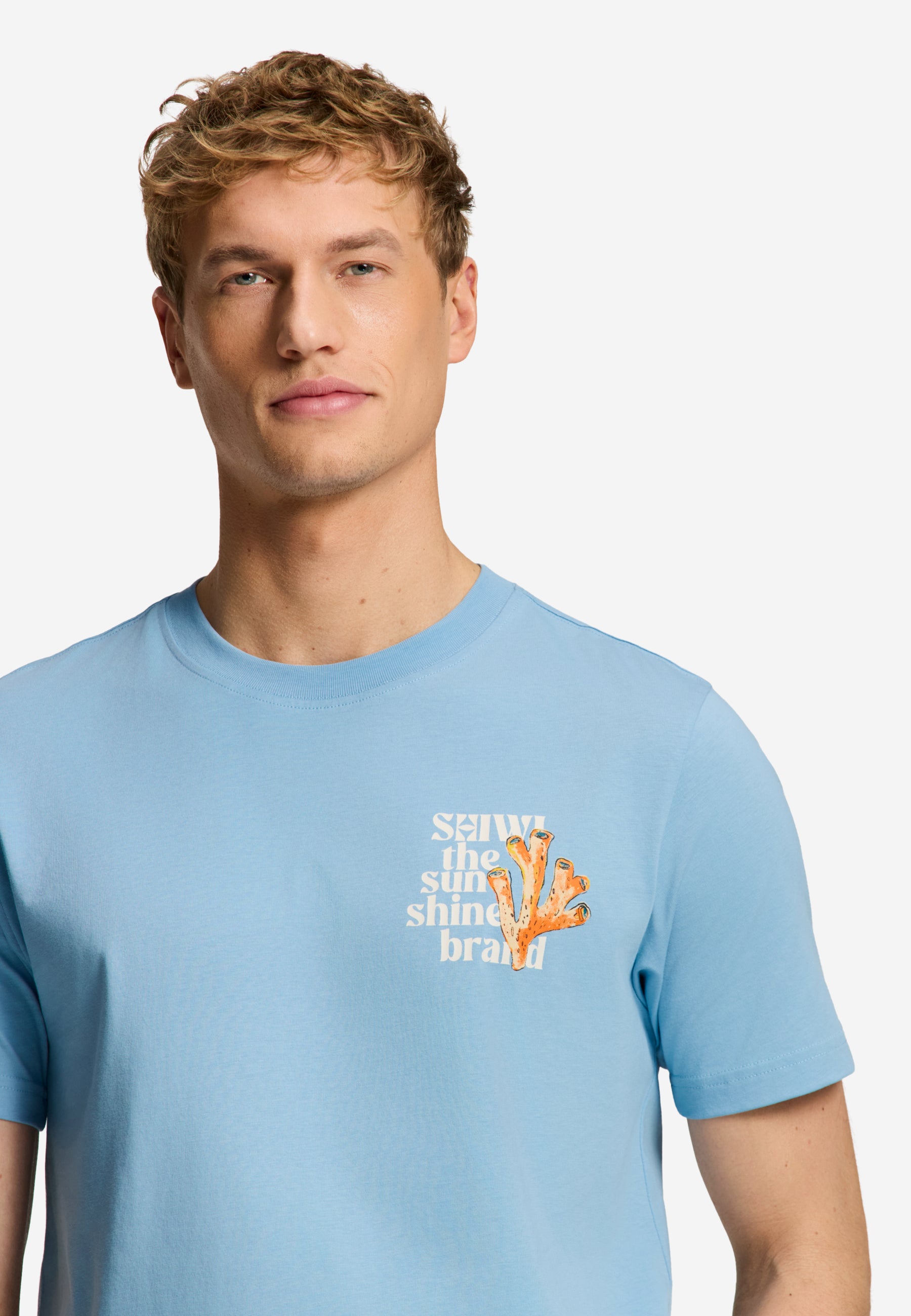 LIAM regular fit painted coral t-shirt | blue harbor - Shiwi