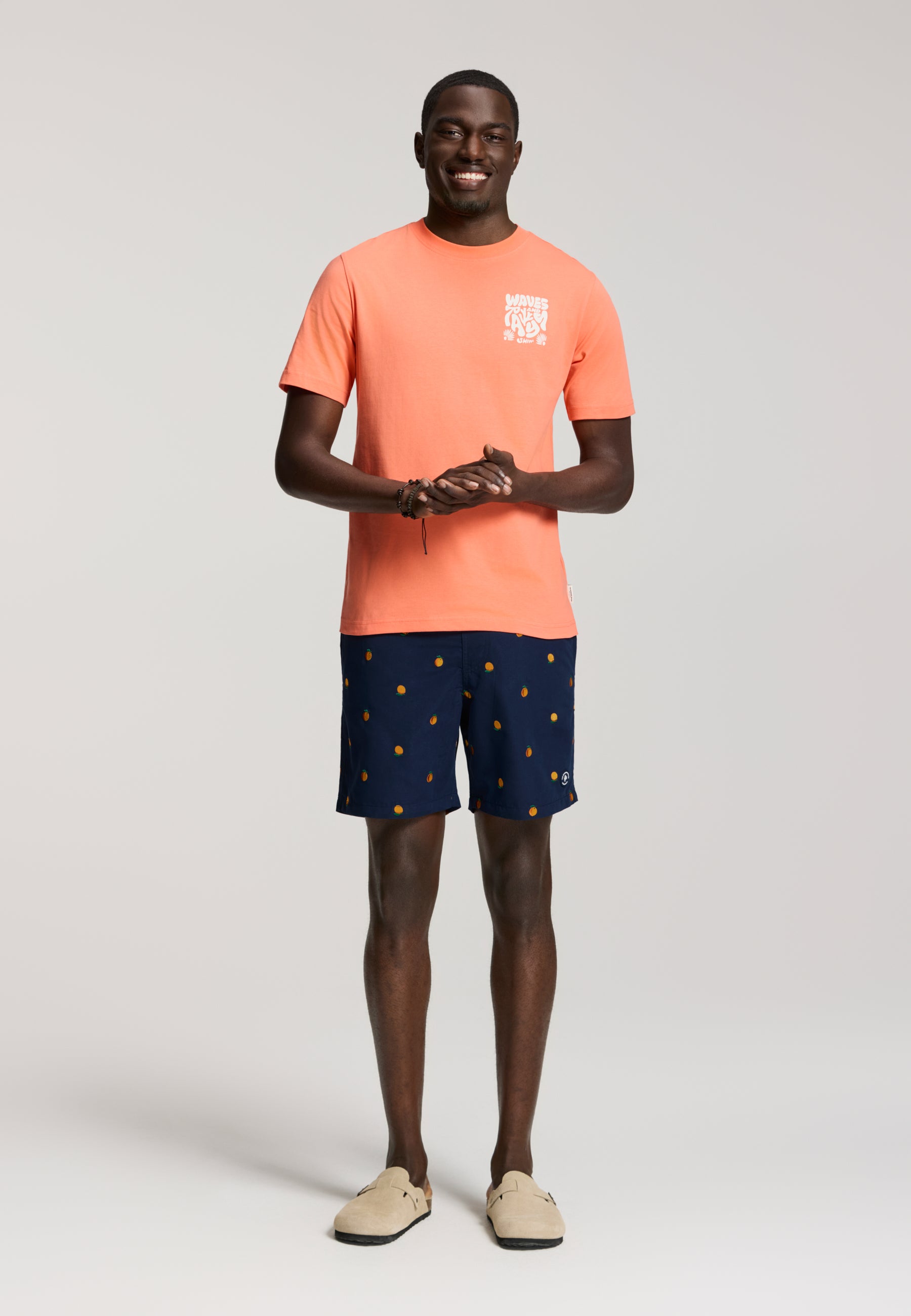 LIAM regular fit waves and rays t-shirt | orange coral