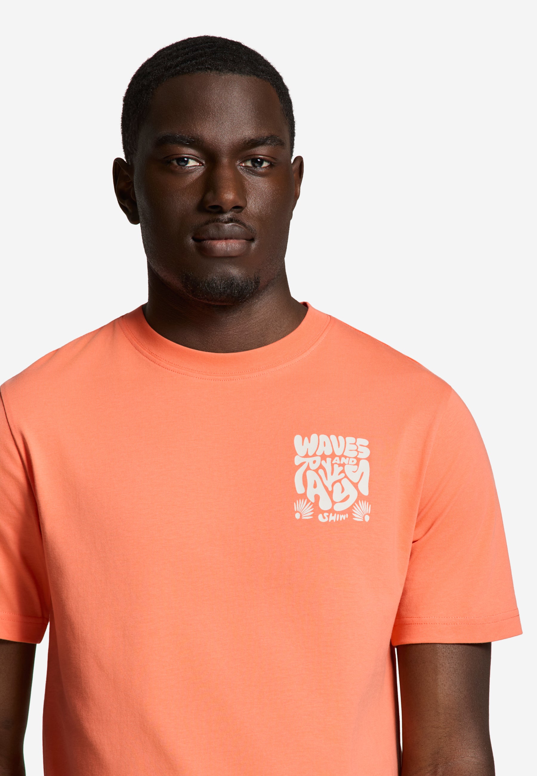 LIAM regular fit waves and rays t-shirt | orange coral - Shiwi