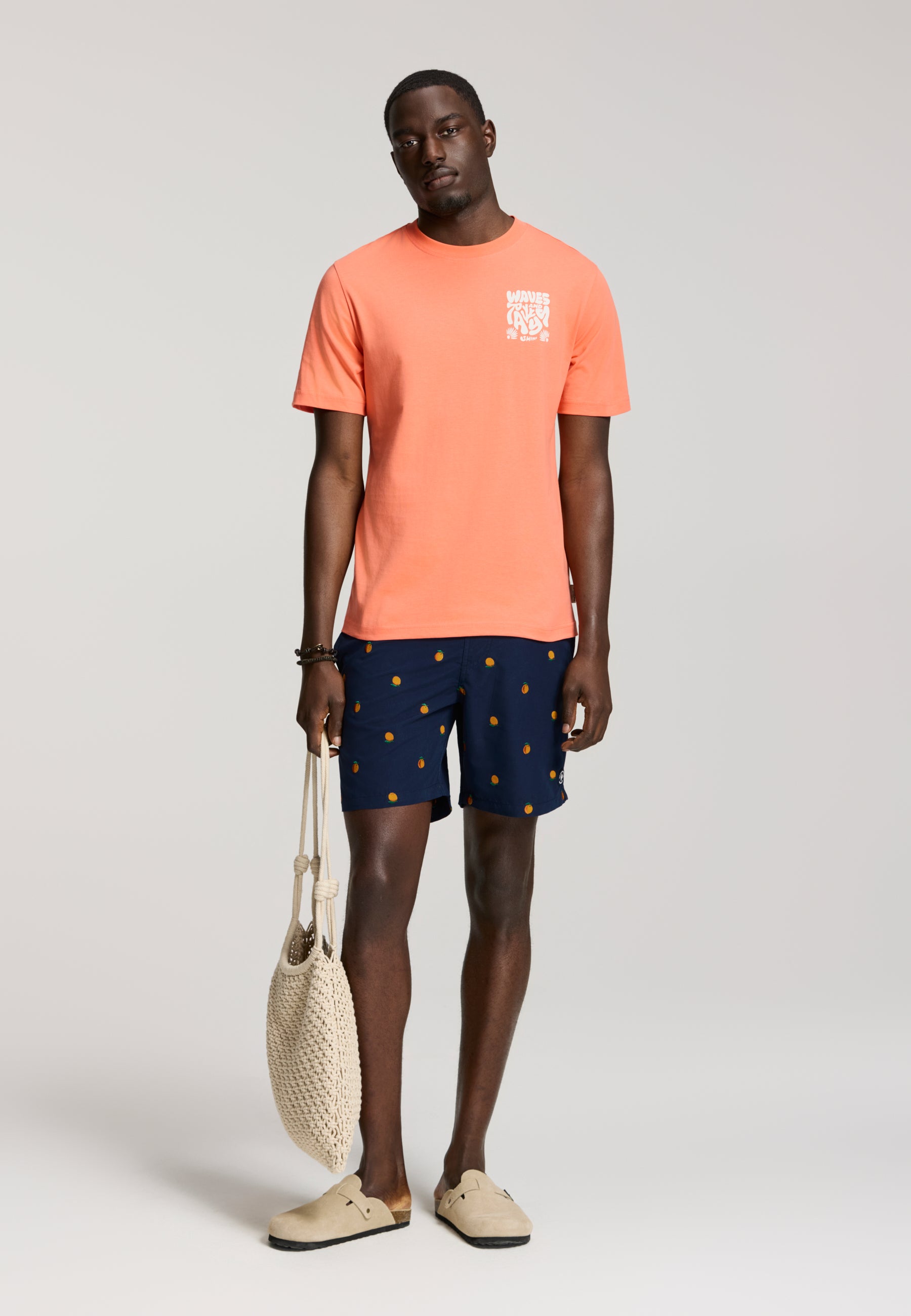 LIAM regular fit waves and rays t-shirt | orange coral