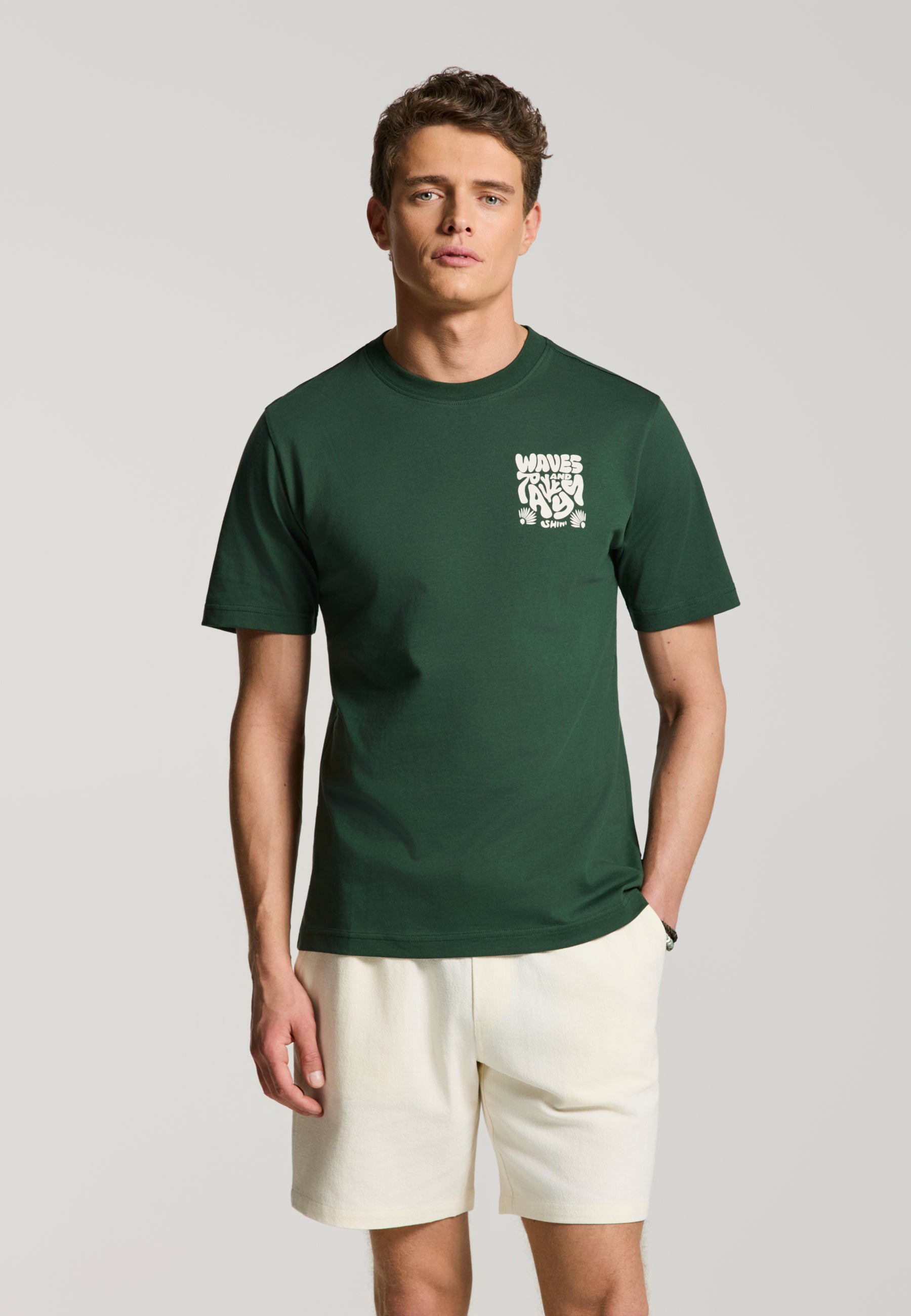 LIAM regular fit waves and rays t-shirt | green leaf - Shiwi