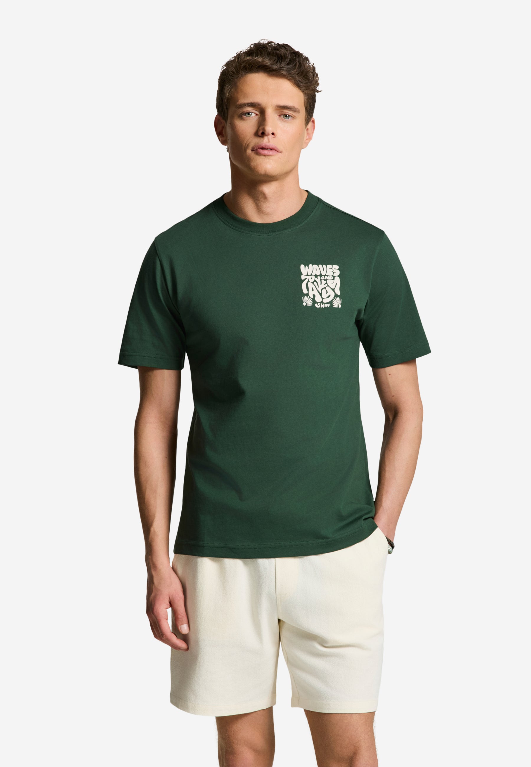 LIAM regular fit waves and rays t-shirt | green leaf