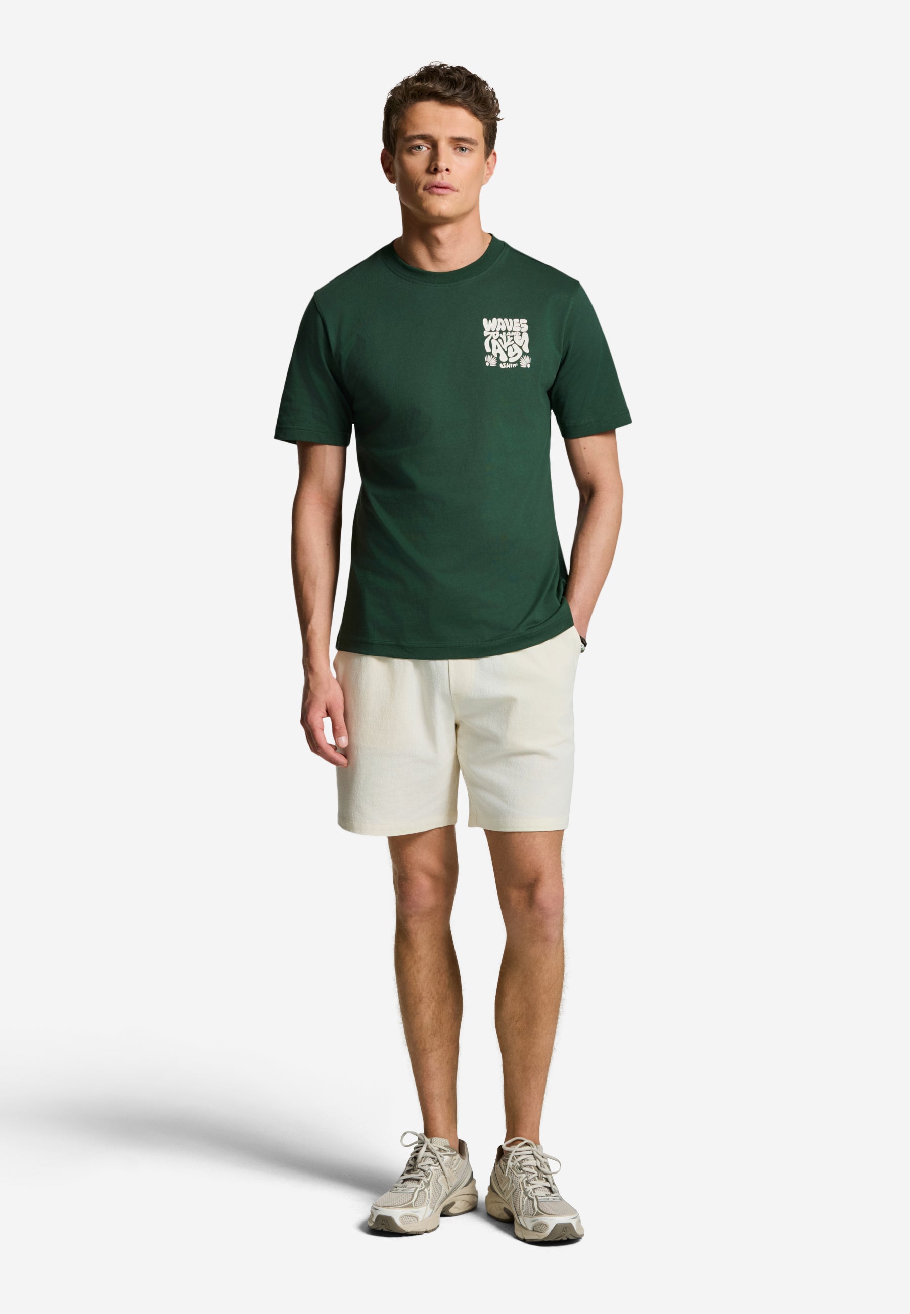 LIAM regular fit waves and rays t-shirt | green leaf