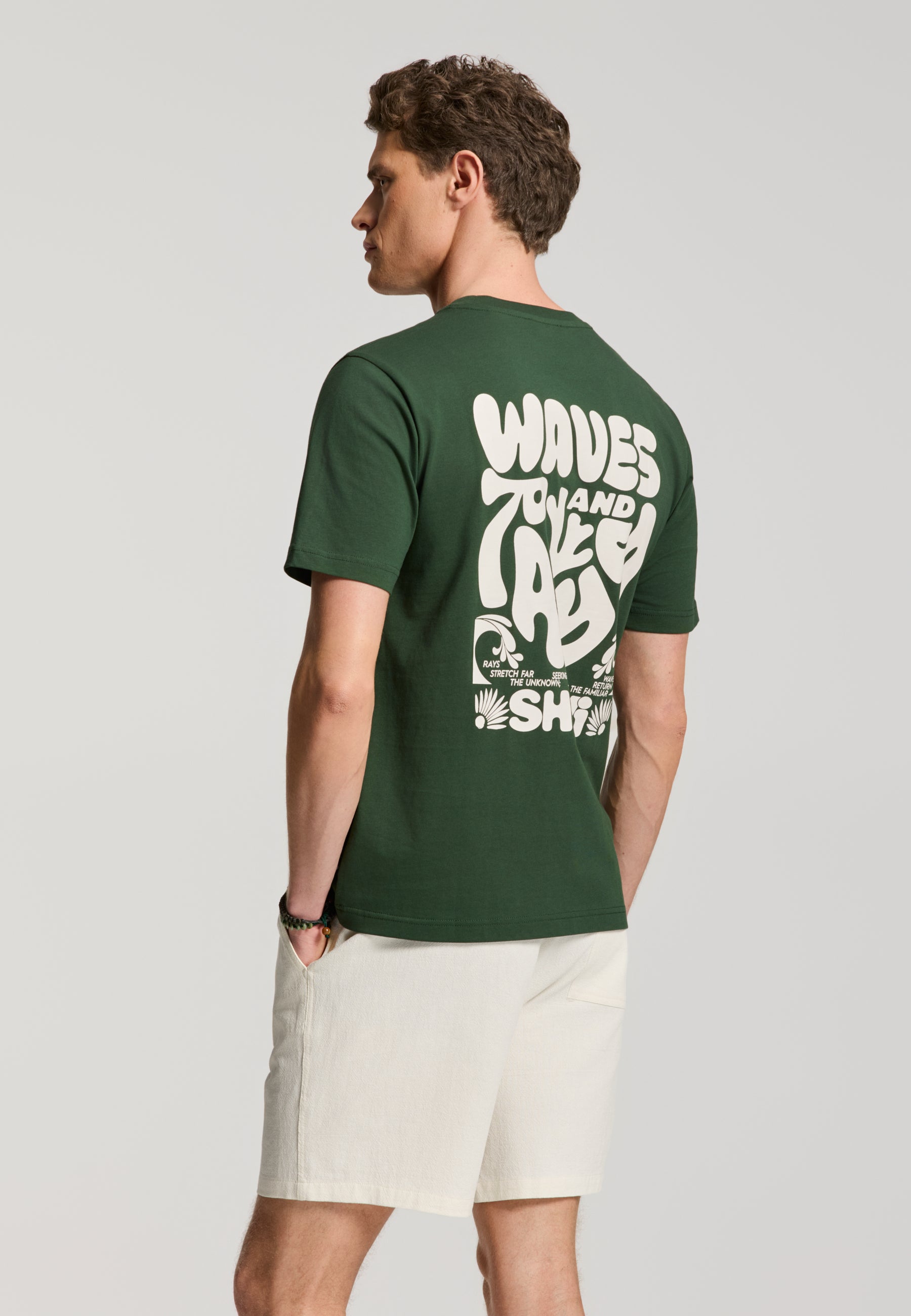 LIAM regular fit waves and rays t-shirt | green leaf - Shiwi