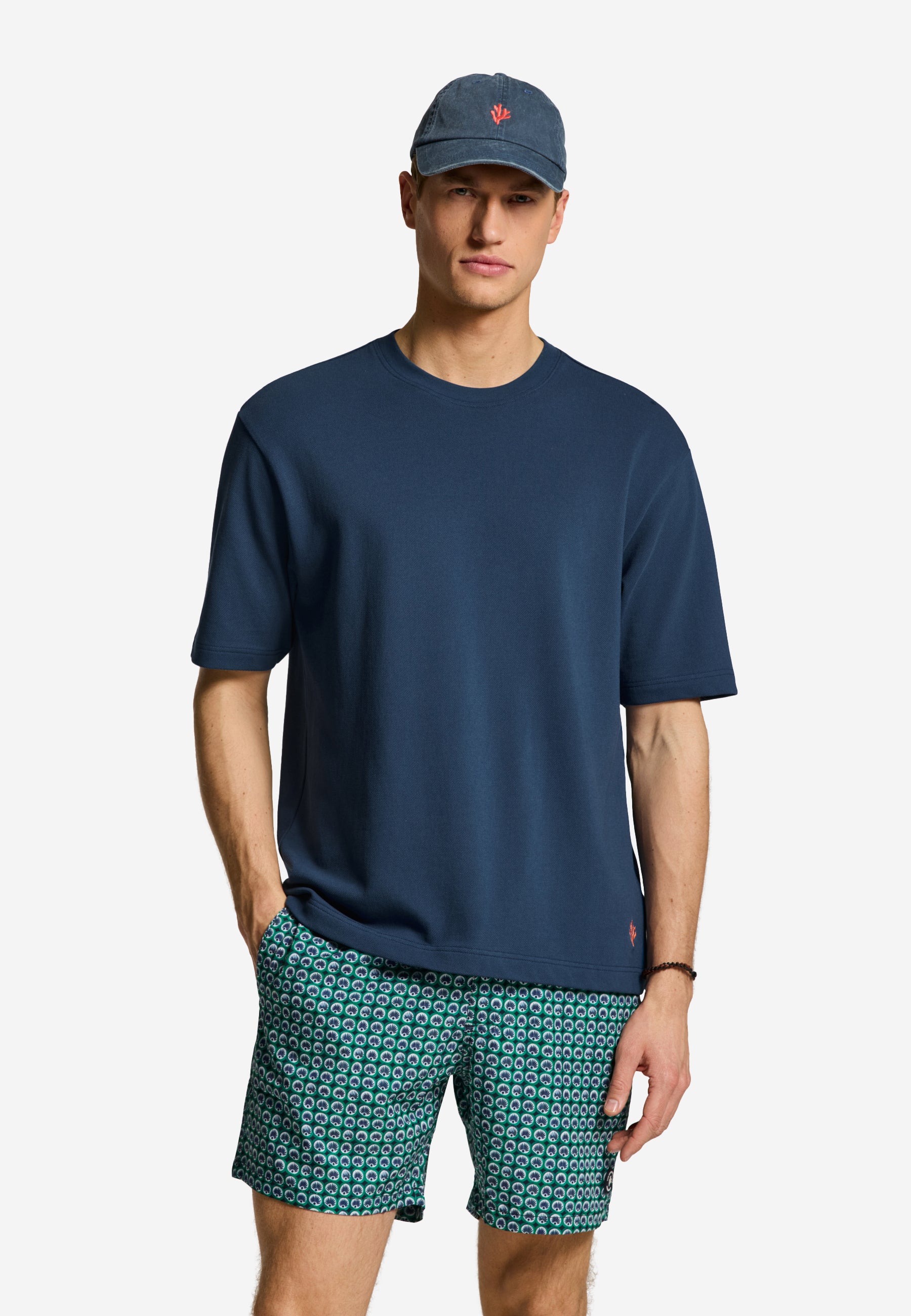 FINN relaxed fit pique t-shirt | blue slate