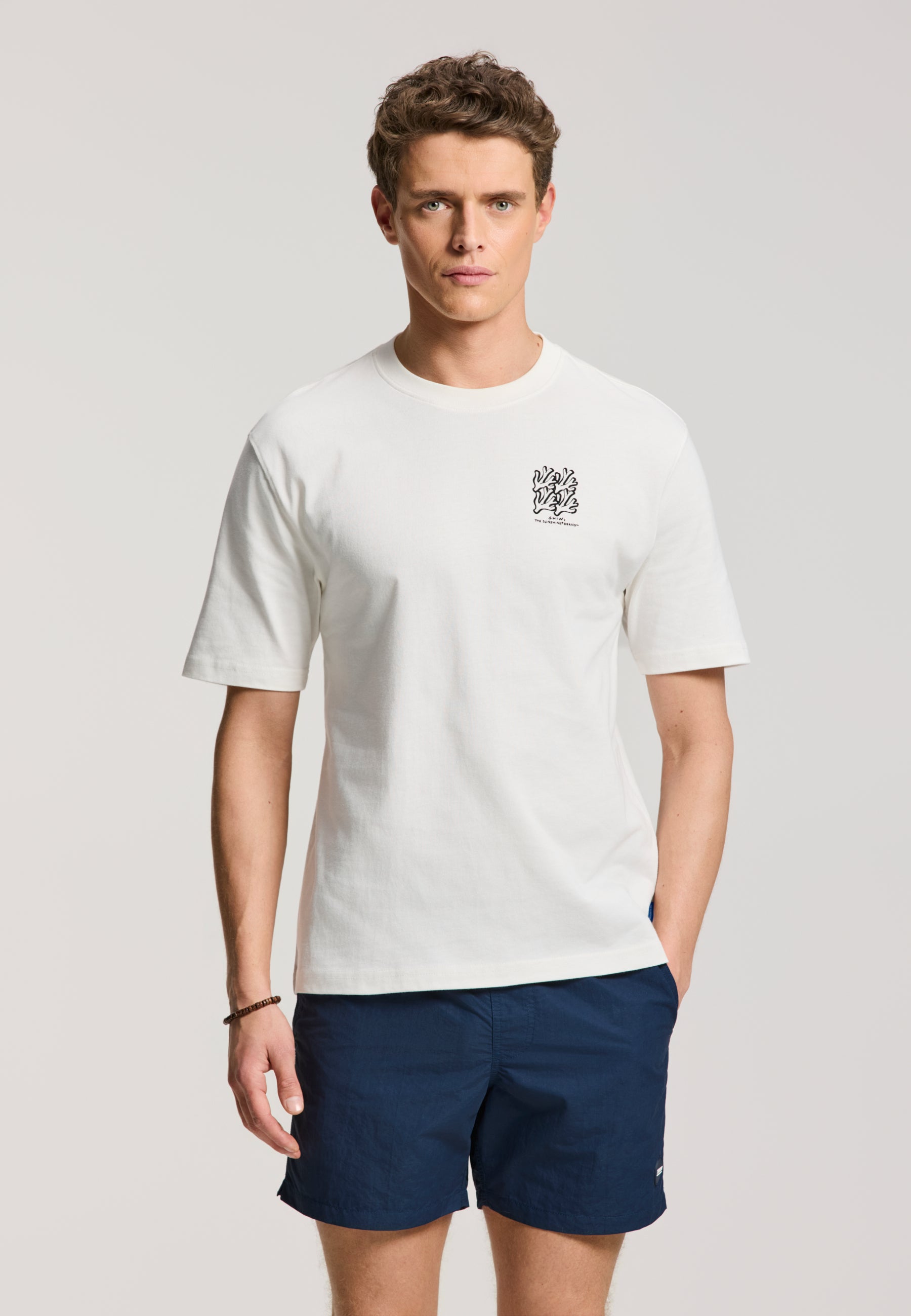 FINN relaxed fit coral grid t-shirt | white - Shiwi