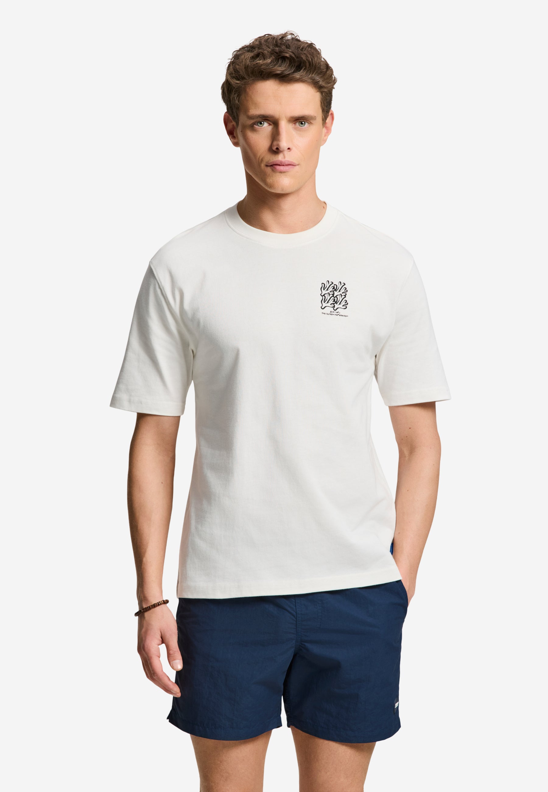 FINN relaxed fit coral grid t-shirt | white